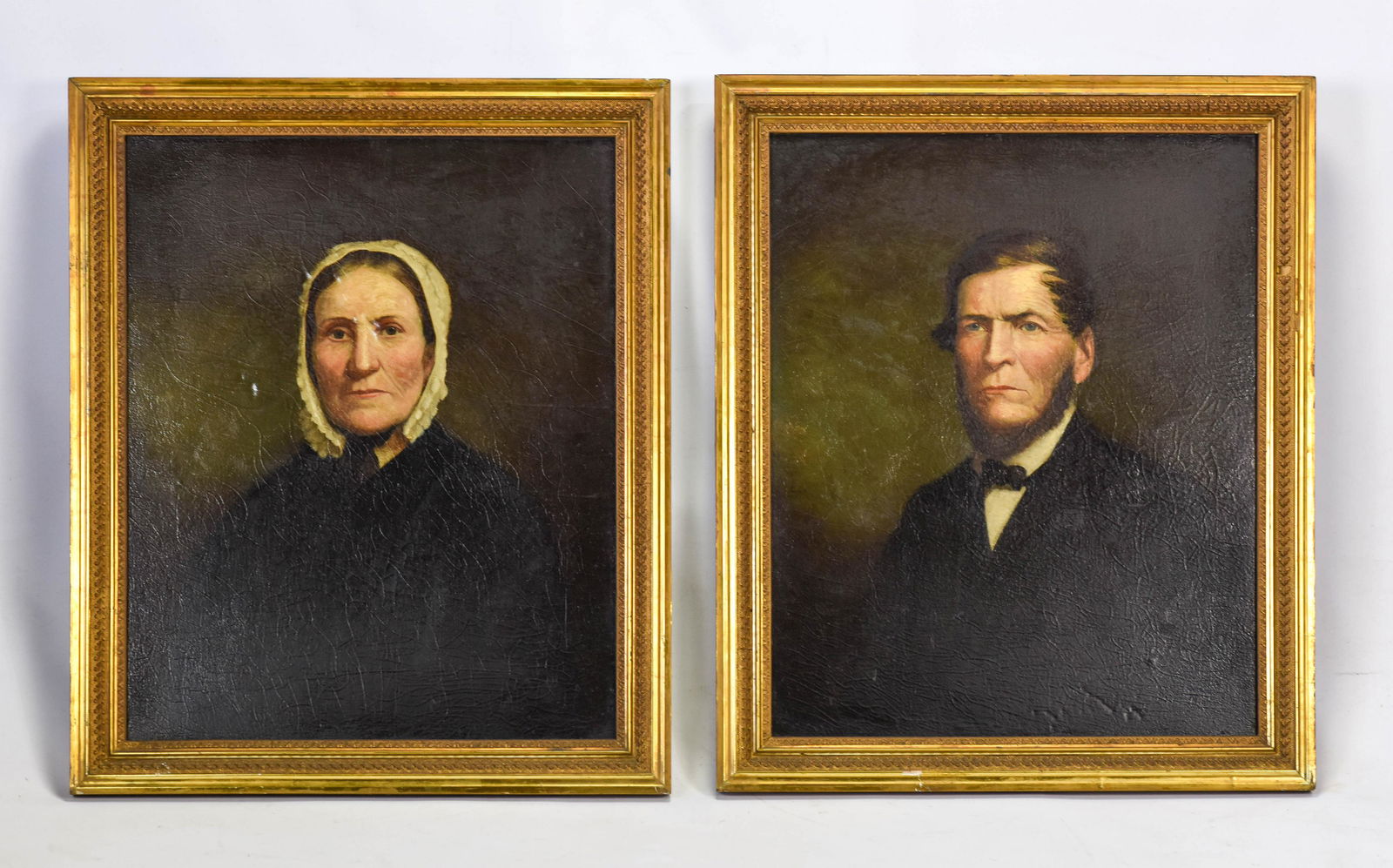 Unsigned, 19thC Ancestor Portrait Pair Paintings (1 of 10)
