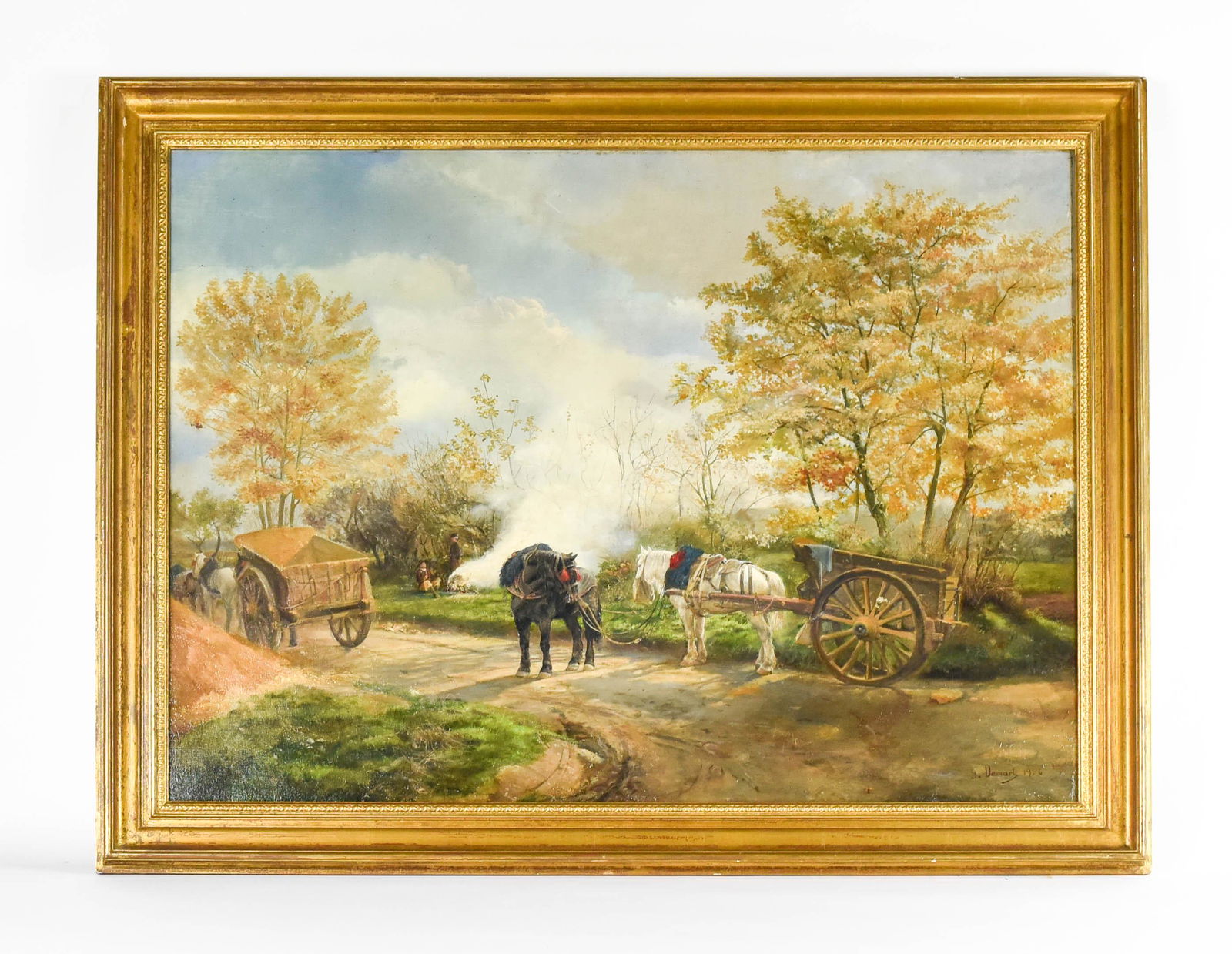 Demark, G. "Horse and Cart" Oil Canvas 1906 (1 of 6)