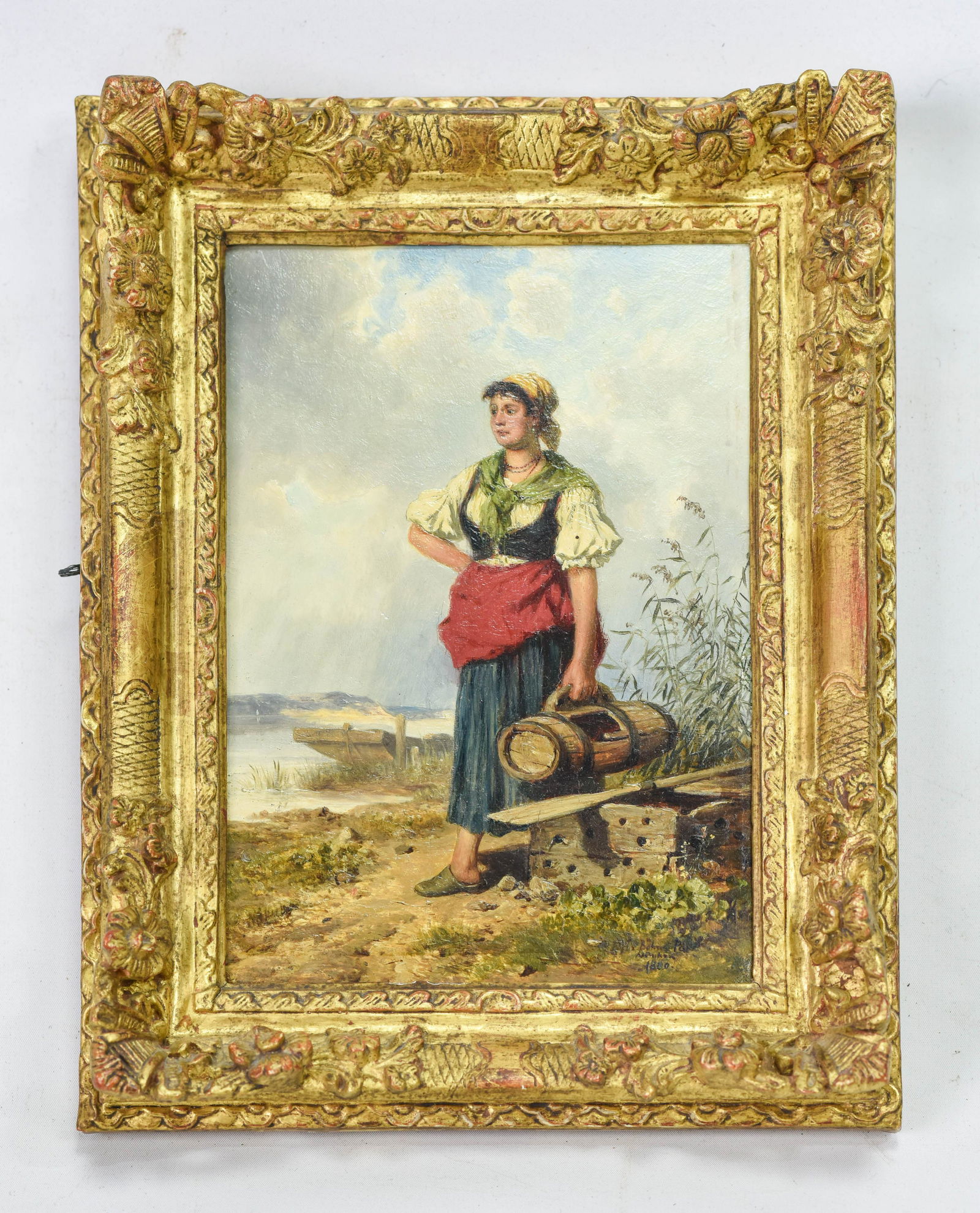 Bohm, Pal "Peasant Farm Girl Standing" Oil on Wood (1 of 6)