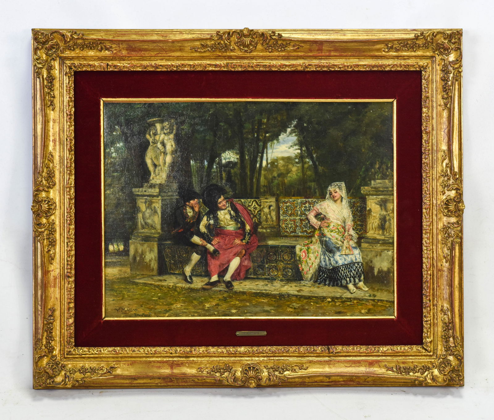 Mattoni, Virgilio "Two Men Admiring Woman" Oil Canvas (1 of 6)