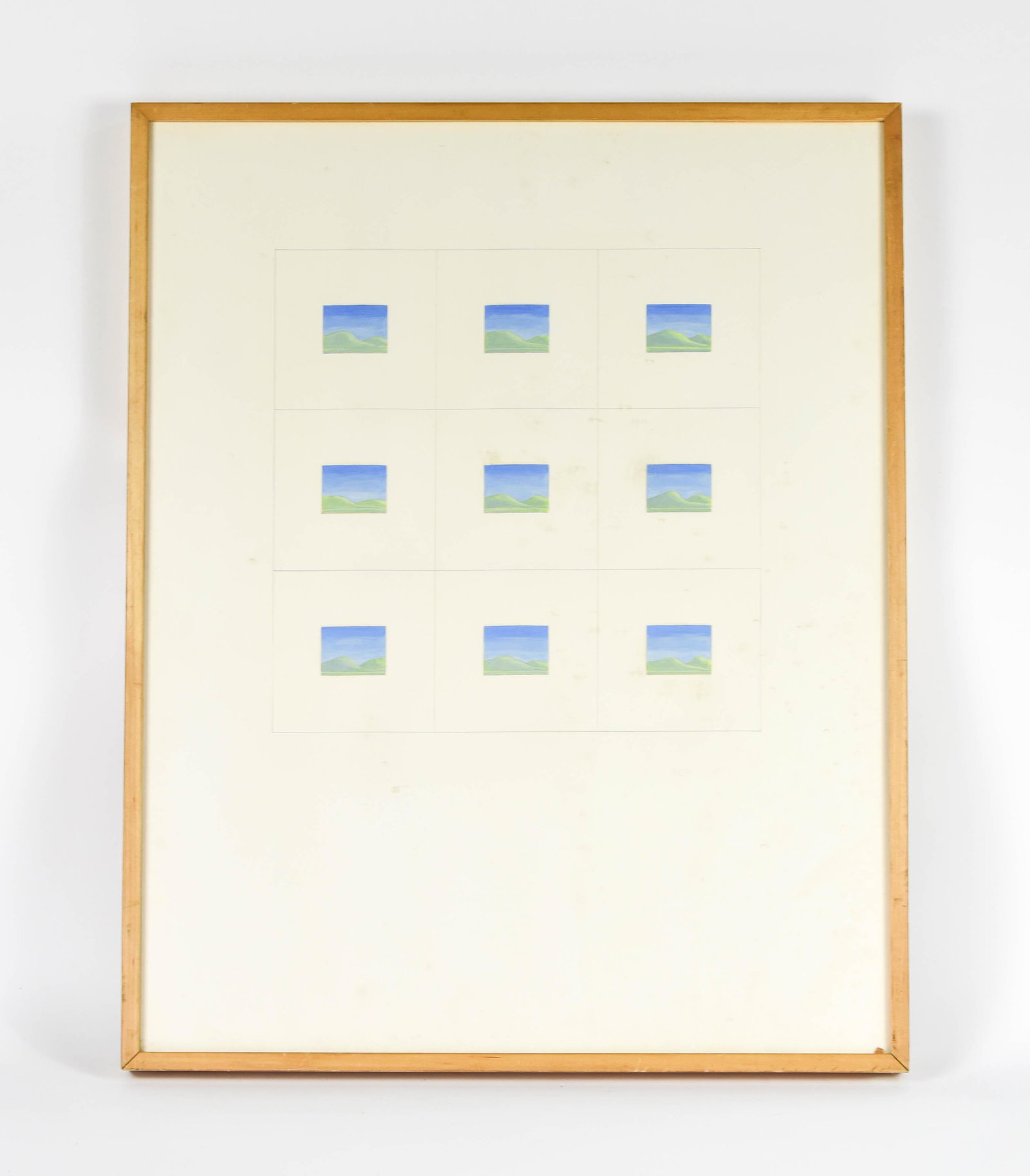 Perkarsky, Mel "Eighteen Hills in Green" Oil Pencil: Gallery Tag on back, Ex-Hull Gallery. Sight size approx. 22 1/2" X 28 3/4". Plexi-glass needs cleaning interior-sealed from the back by the gallery. Mel (Melvin H.) Pekarsky (born September 18, 1934 i