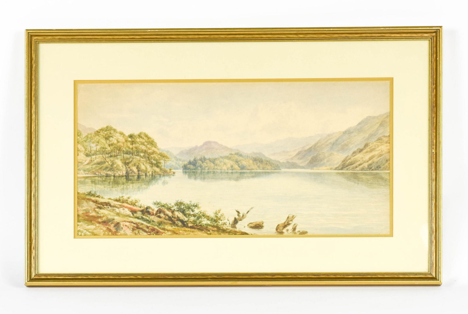 "Hudson River Landscape" Watercolor 19thC (1 of 3)