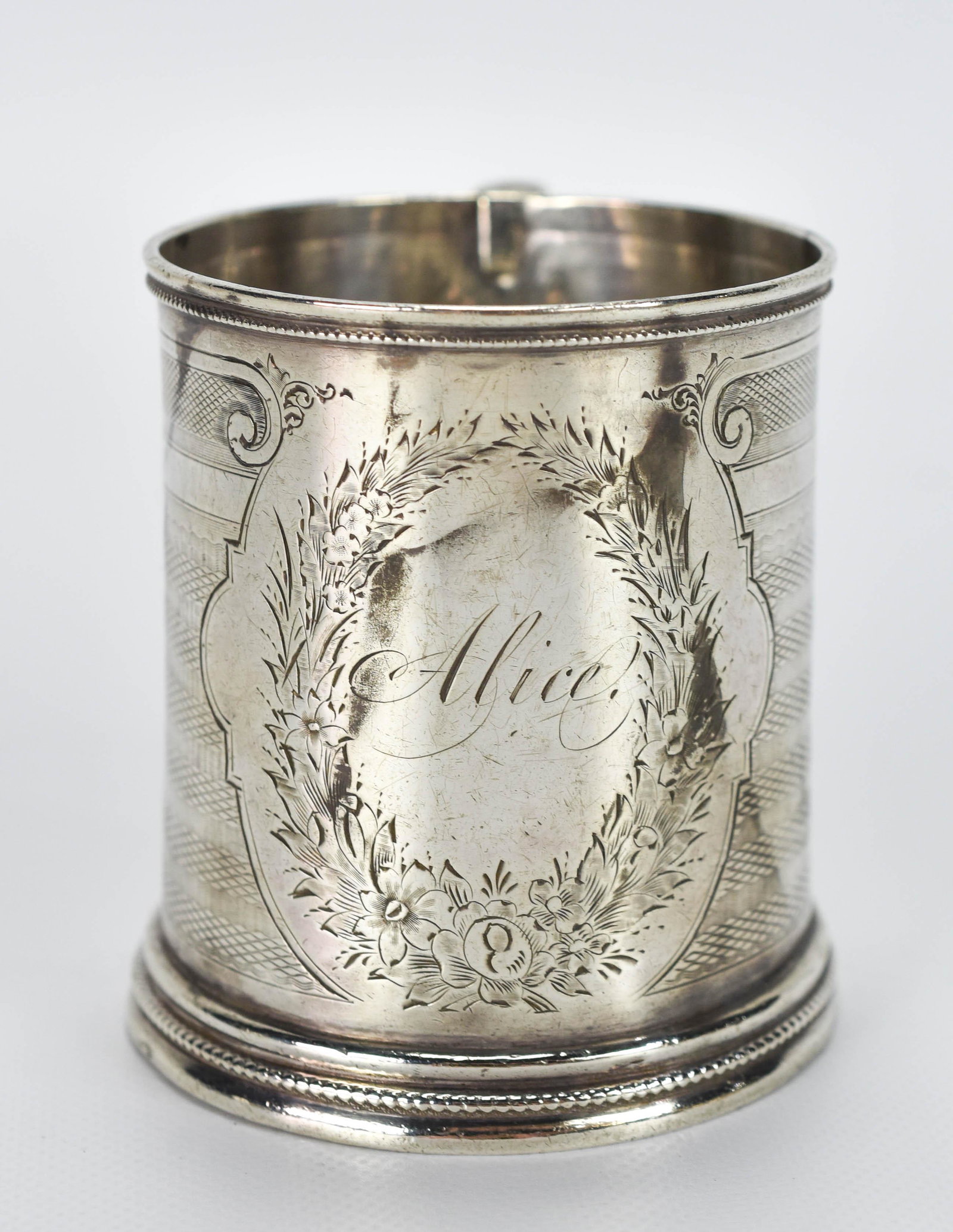 Albert Coles NYC Coin Silver Christening Mug "Alice" (1 of 7)