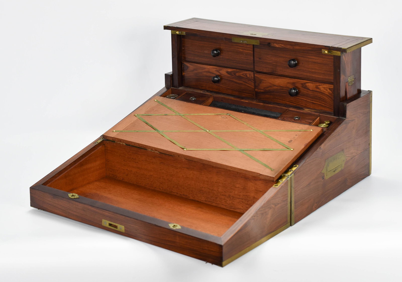 High End English Antique Mahogany Brass Lap Desk (1 of 13)