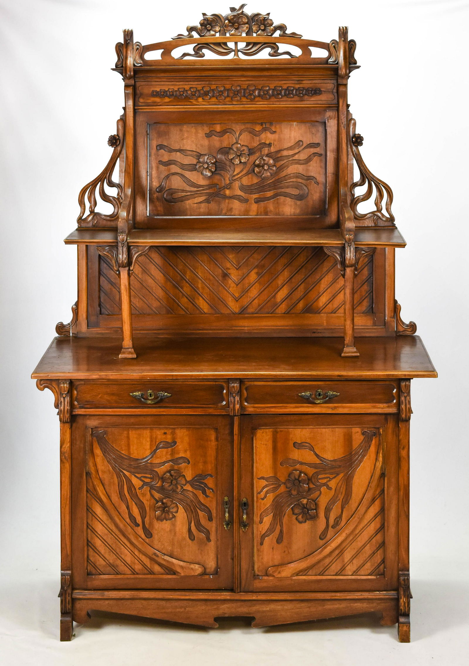 Antique Continental Art Nouveau Step Back Cupboard (1 of 15)