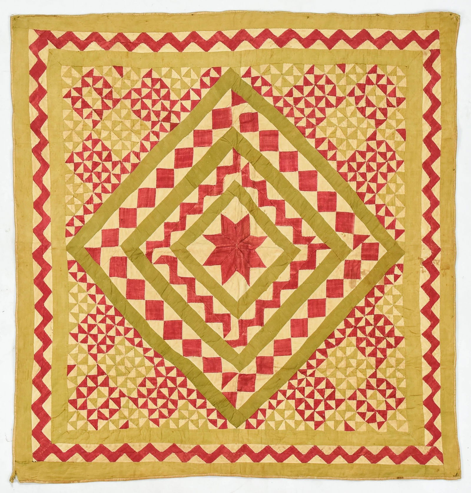 Antique American Diamond Cluster Small Crib Quilt (1 of 6)