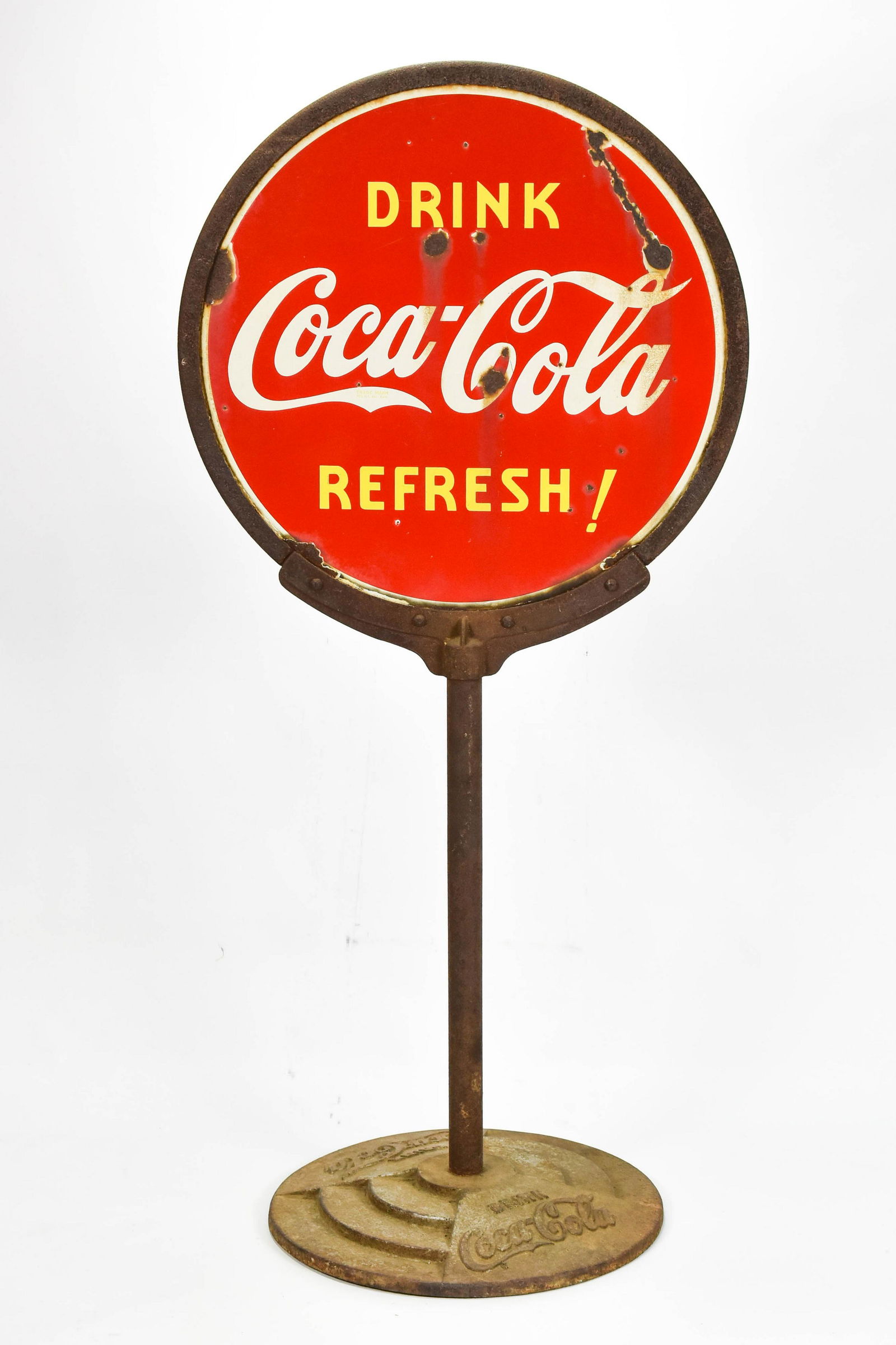 1938 Coca Cola Lollipop Double Sided Porcelain Sign (1 of 8)