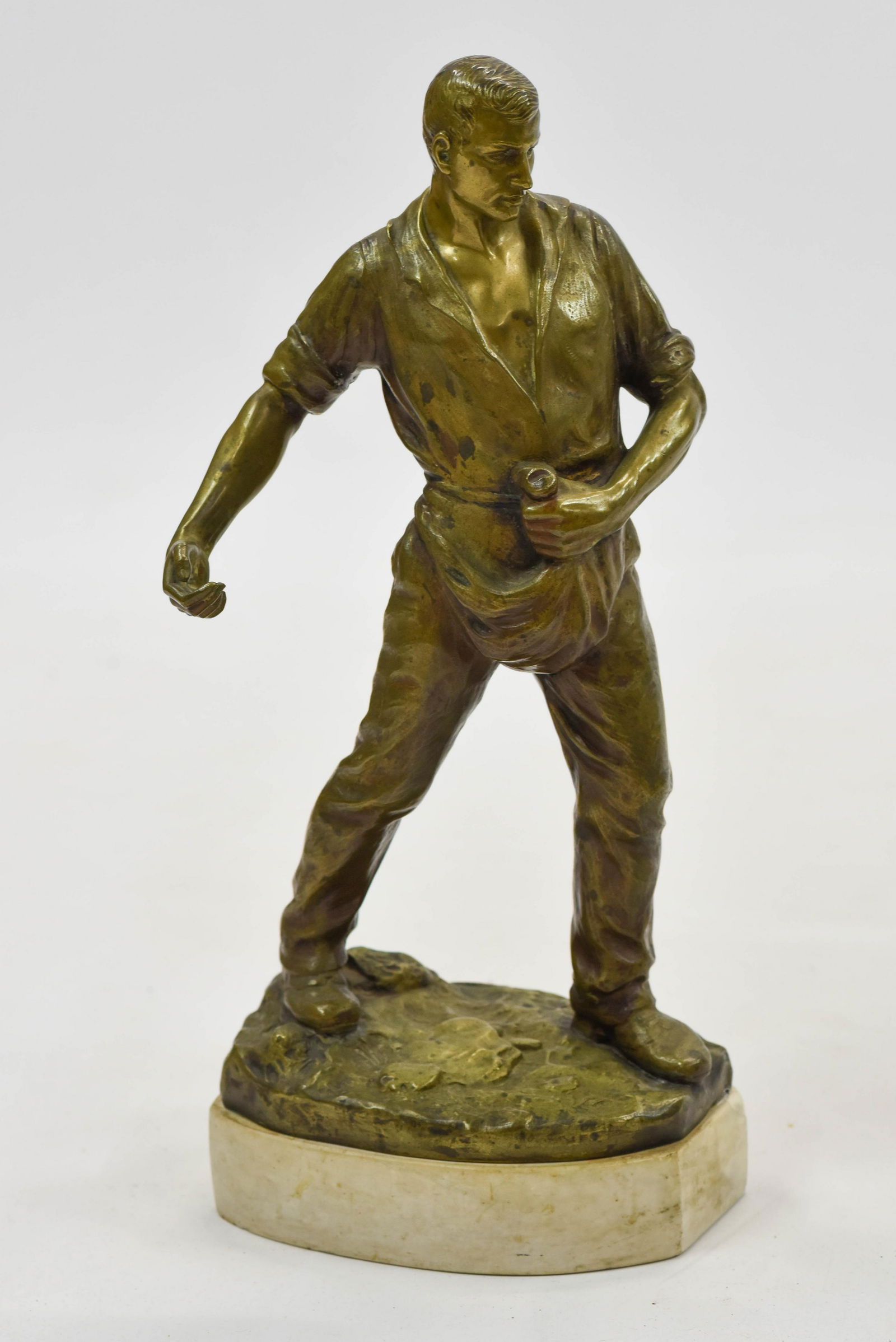 Antique Bronze Statue Farmer Sowing Seed Marble Base (1 of 6)