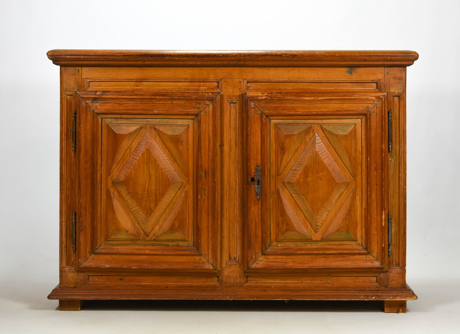 Antique Pine Raised Diamond Panel Two Door Cabinet (1 of 14)