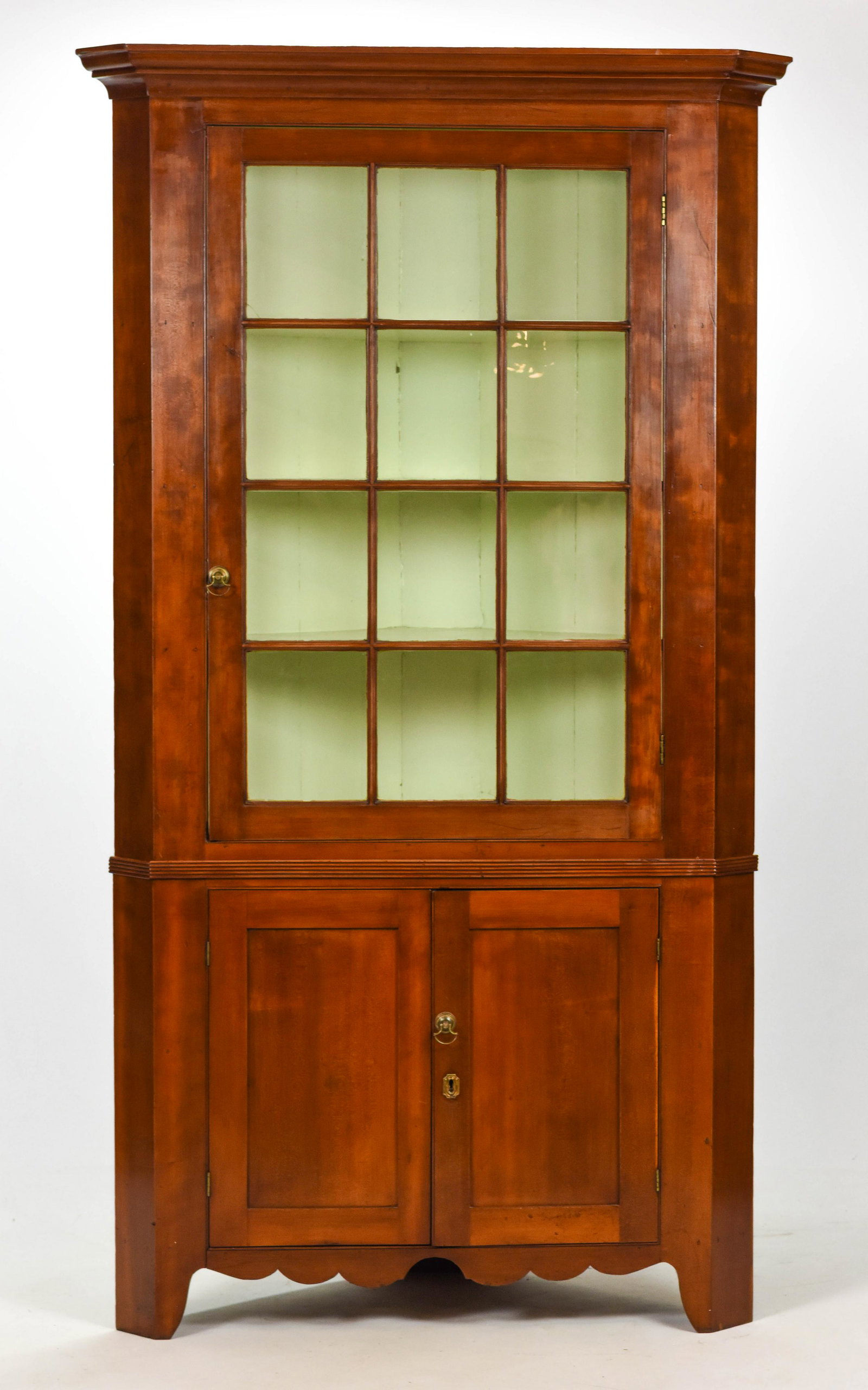 19thC Antique 12-Light Cherry Corner Cupboard (1 of 12)