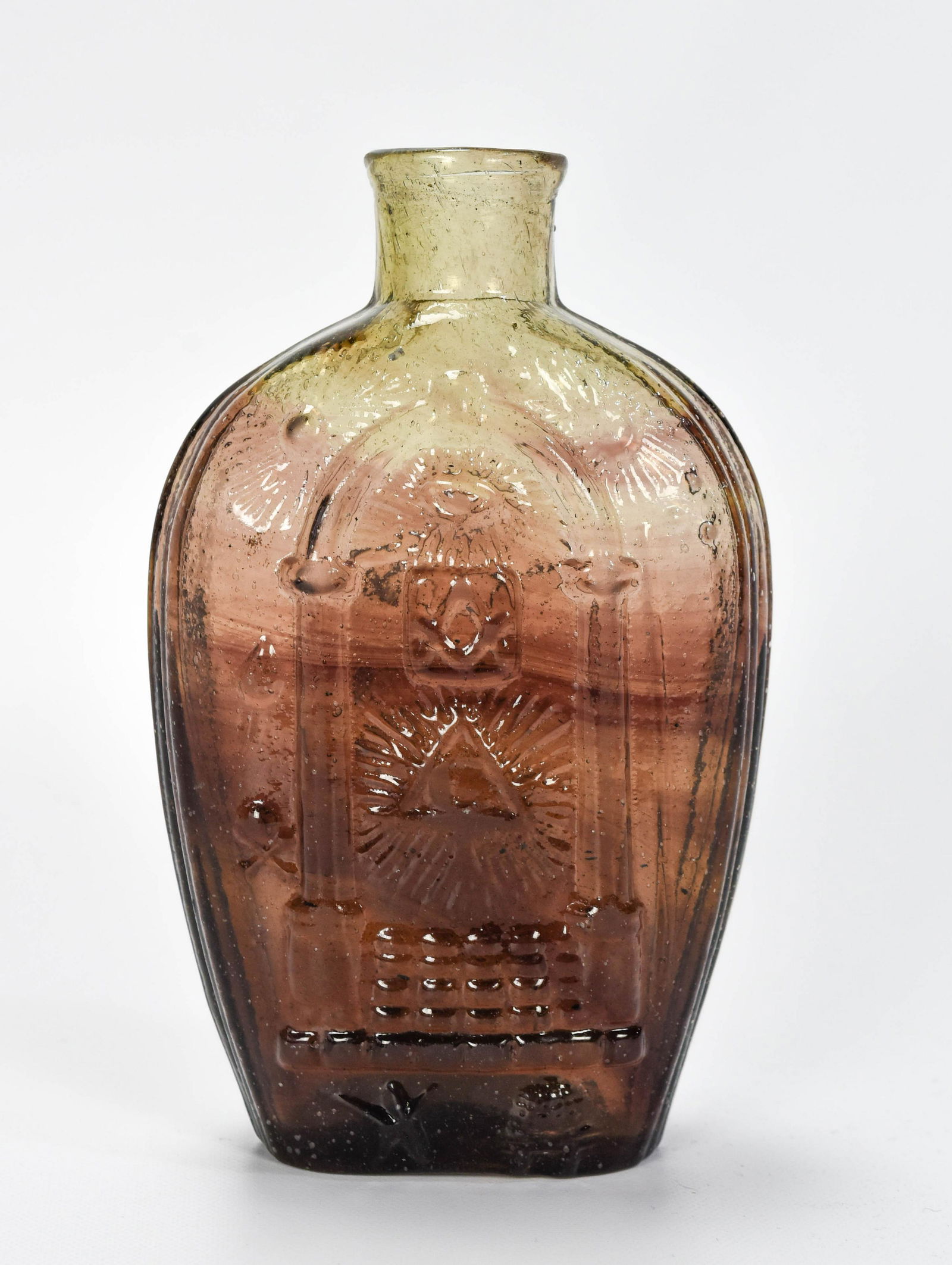 Rare Color JK/B Eagle Masonic Pint Flask Ex-McKearin (1 of 7)