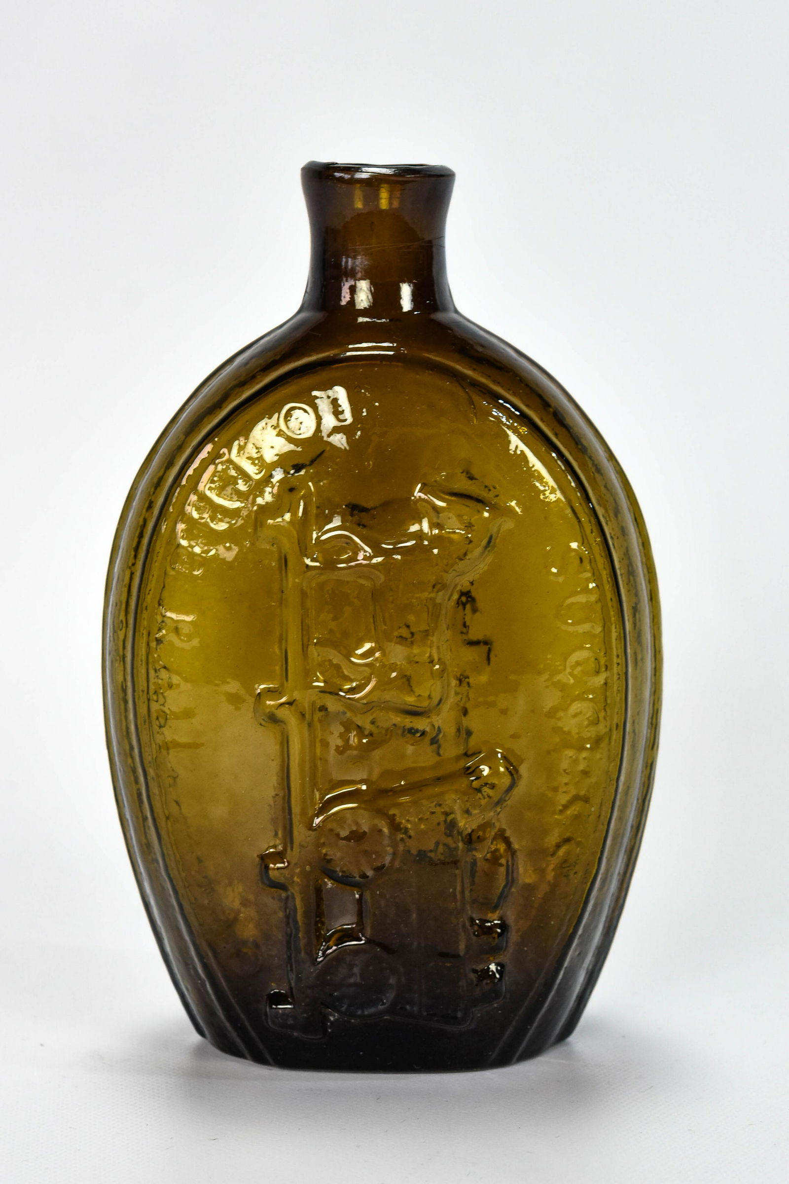 Olive Amber Success to Railroad Pint Flask Bottle (1 of 7)
