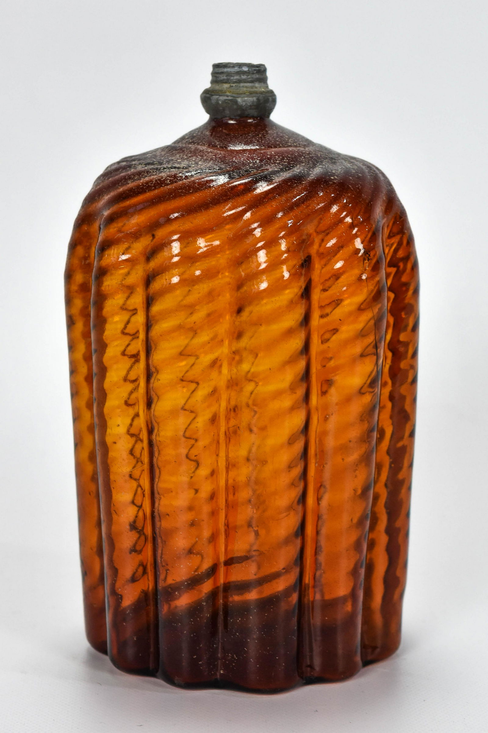 Amber Lobed Swirl Barber's Bitter Cologne Bottle (1 of 6)