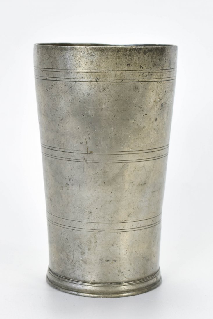 Antique 18thC John Bassett Tall Pewter Beaker (1 of 6)
