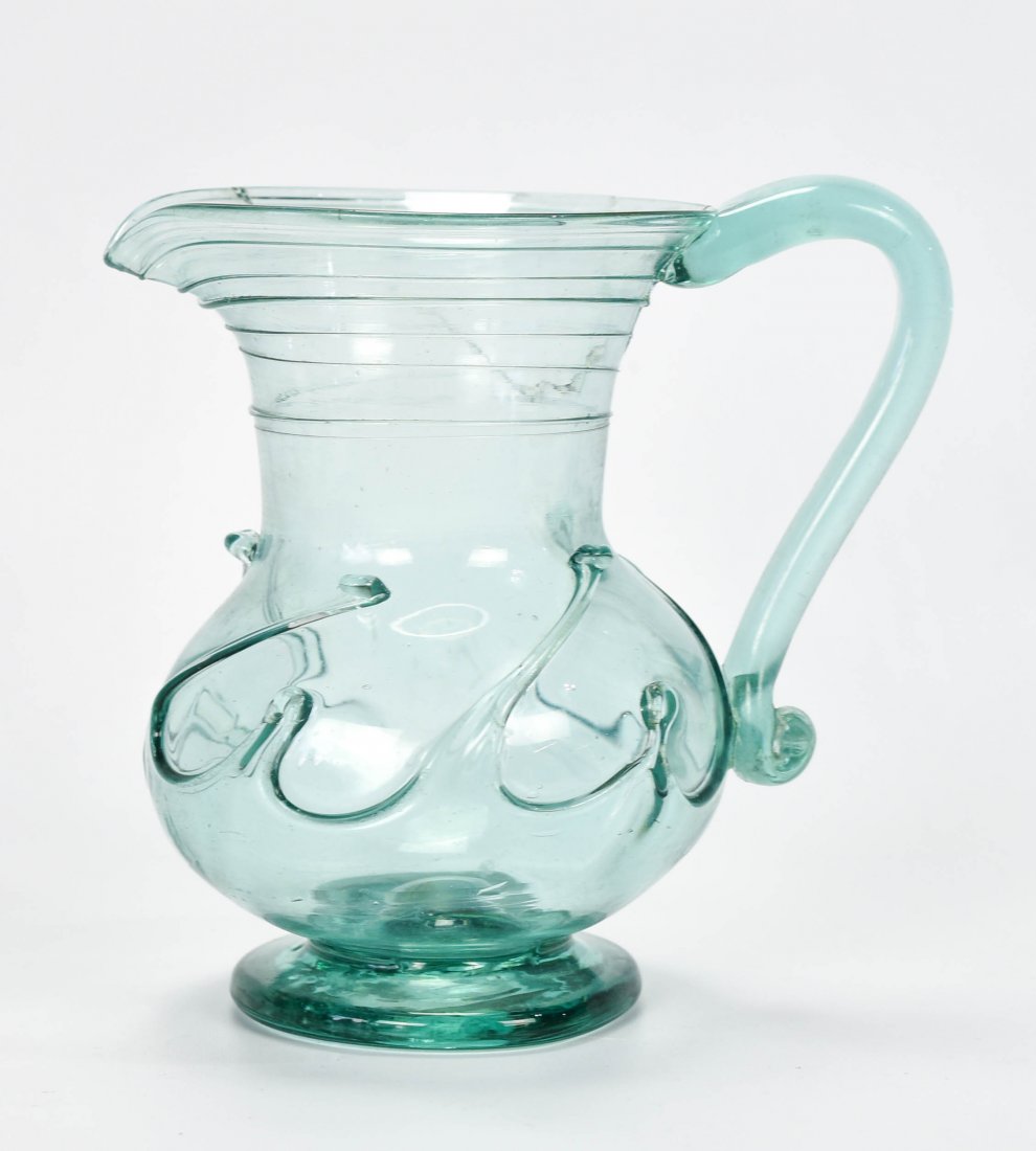 RARE Jersey Aquamarine Free Blown Lily Pad Pitcher (1 of 12)
