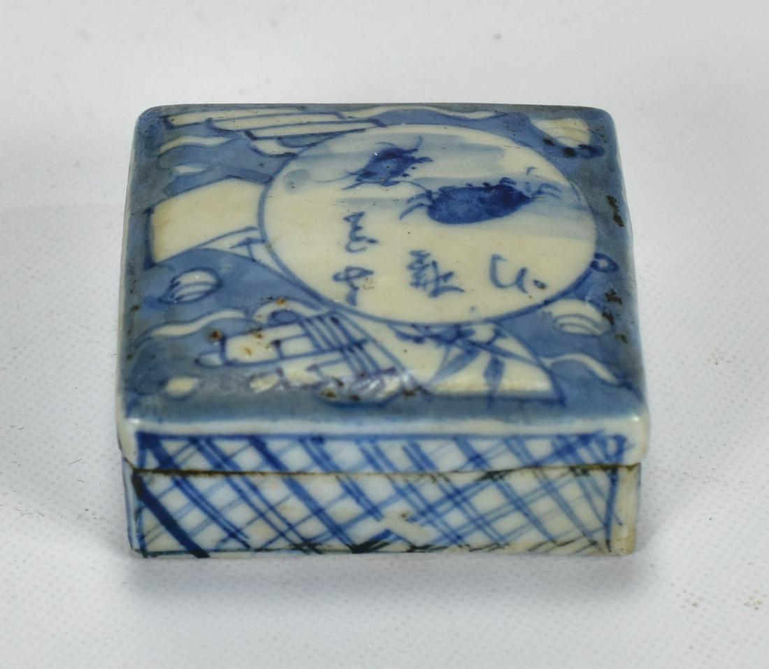 Antique Japanese Blue & White Porcelain Ink Box (1 of 9)