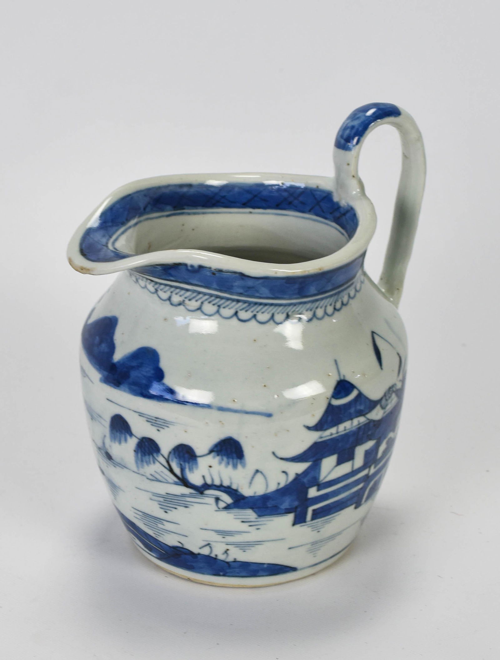 Chinese Export Canton Blue White Porcelain Pitcher (1 of 6)