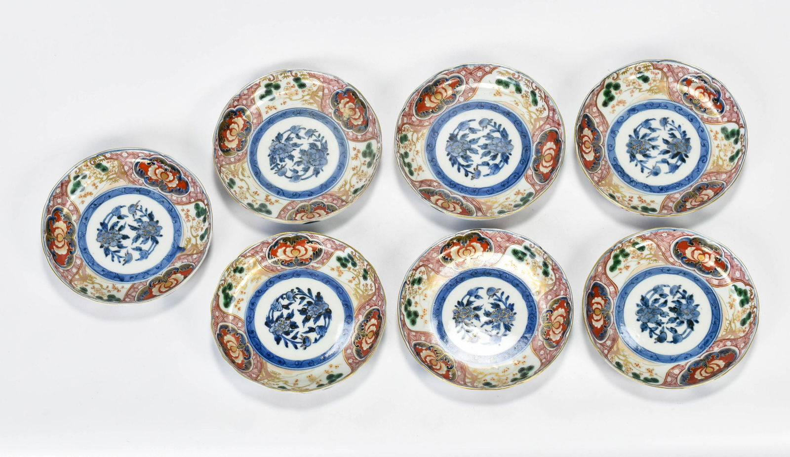 Seven Antique 19thC Japanese Imari Porcelain Plates (1 of 5)