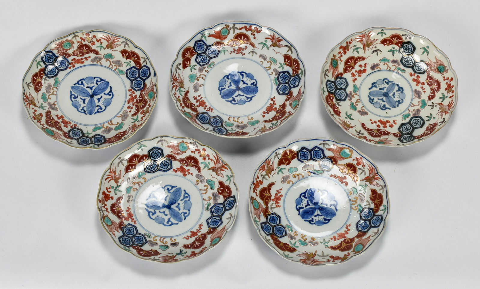 Five Antique 19thC Japanese Imari Porcelain Plates (1 of 6)