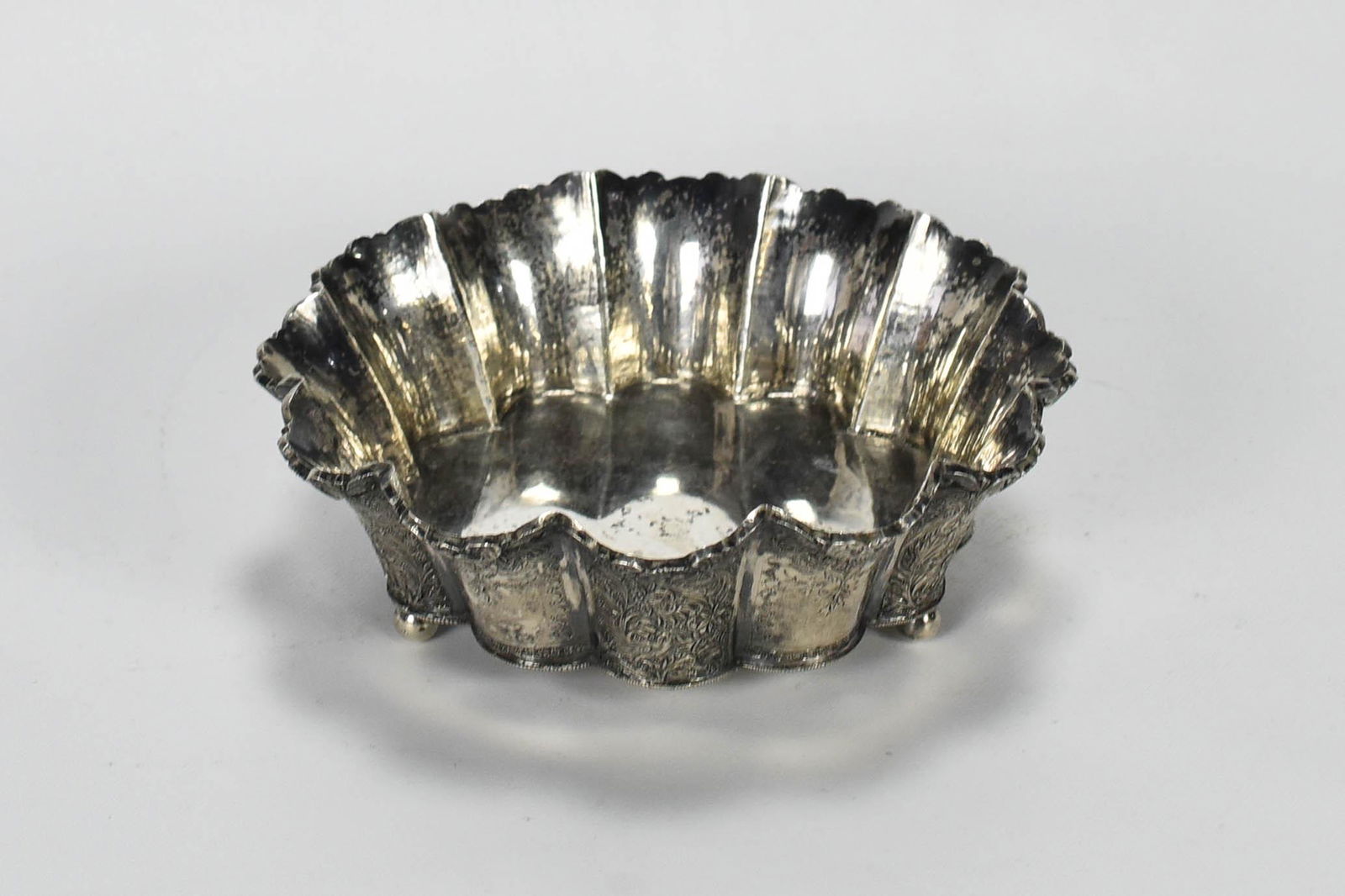 Antique 19thC Persian 84 Silver Finely Chased Bowl (1 of 8)