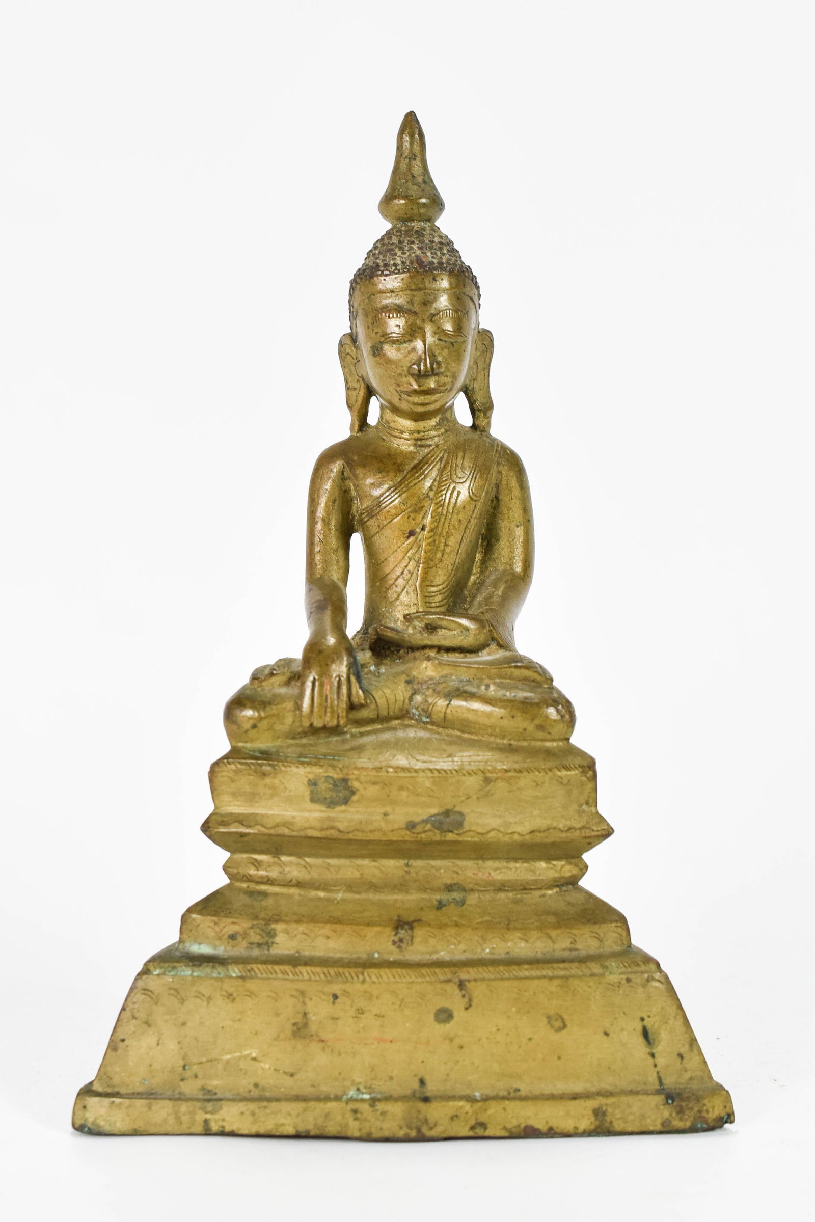 Antique Small Burmese Bronze Seated Buddha Statue (1 of 6)