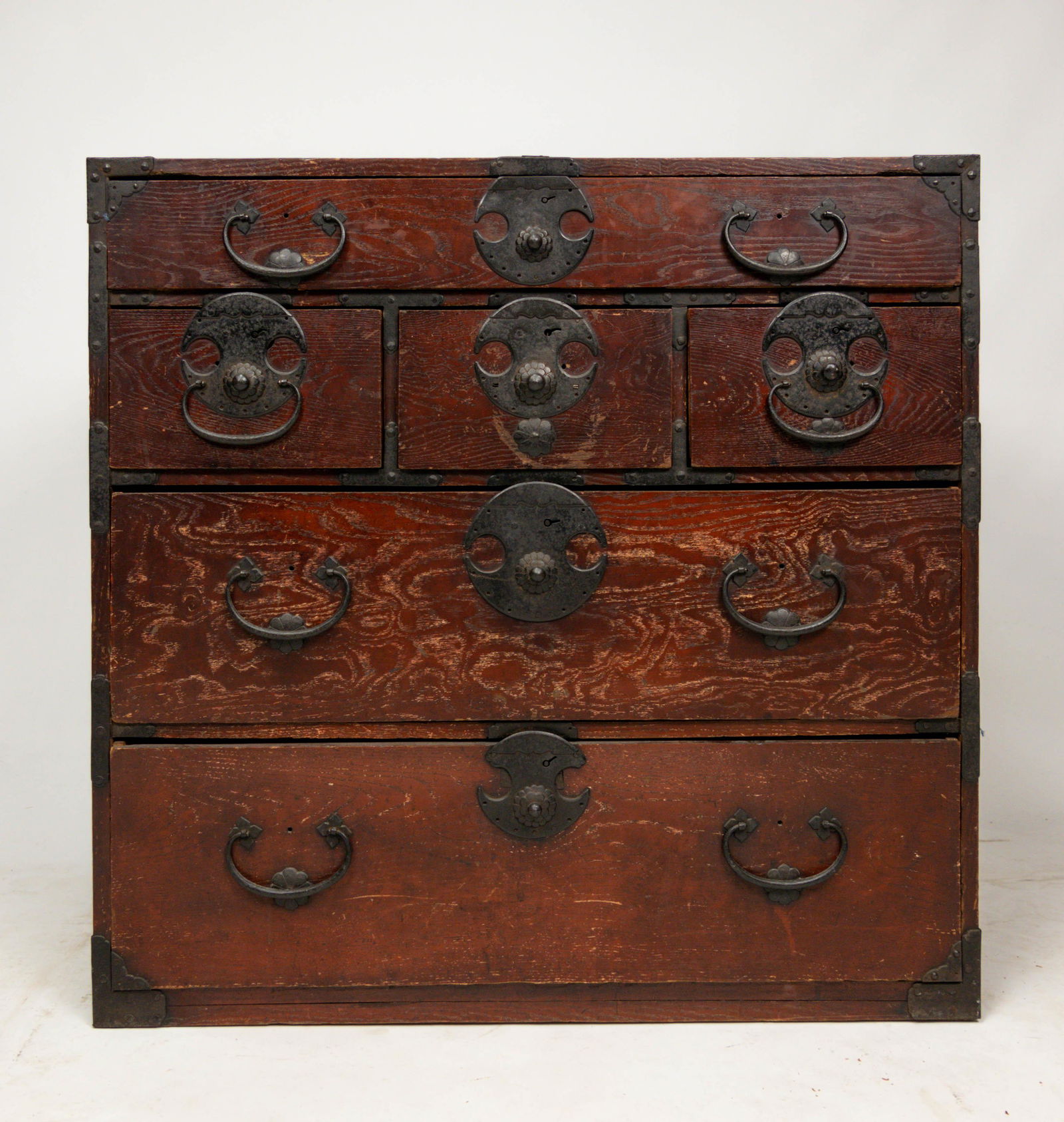 Antique Japanese Meiji 6-Drawer Tansu Chest Ironwork (1 of 8)