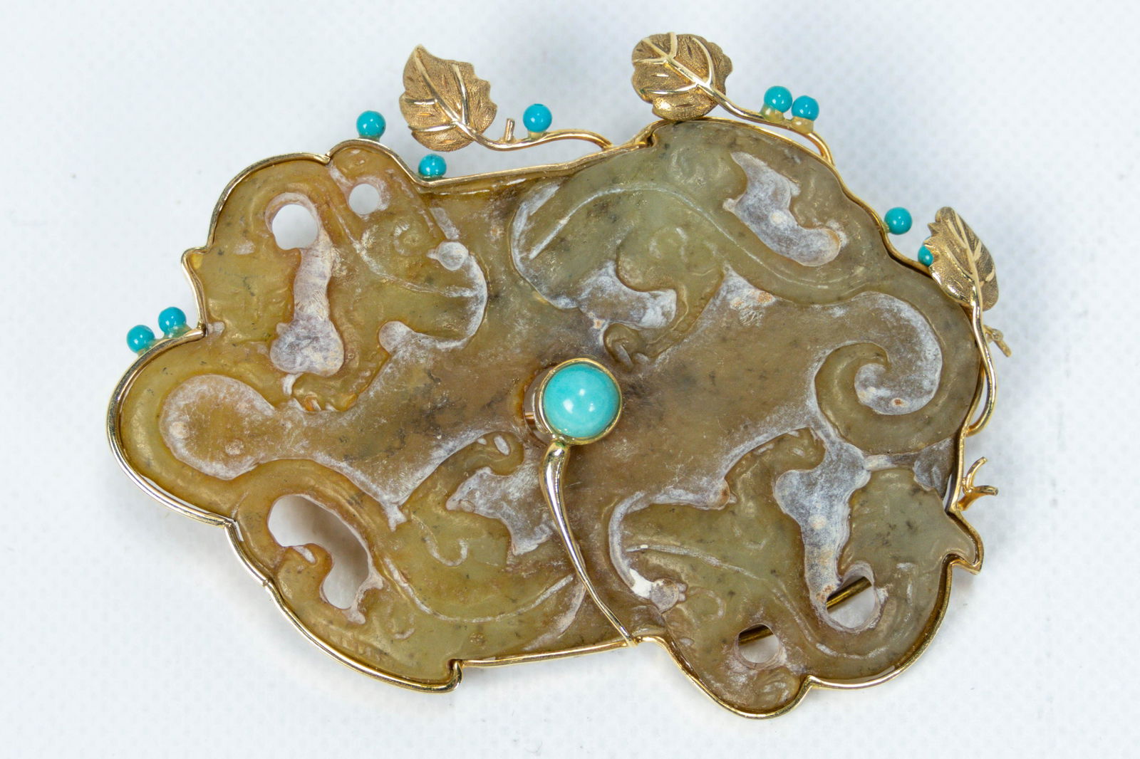 20" Antique Jade Diamond & Gold Pendant Necklace (1 of 12)