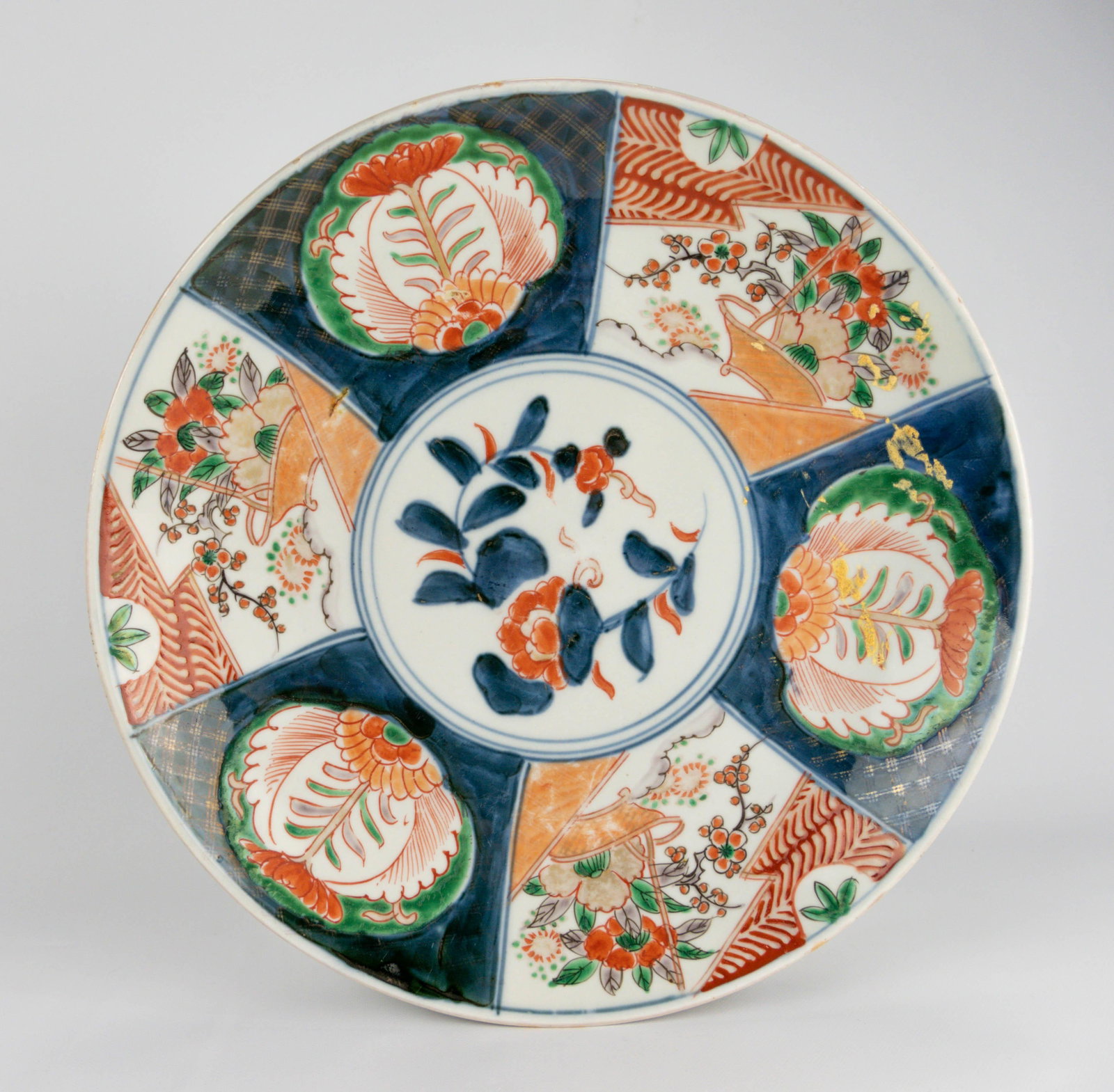 Antique 19thC Japanese Imari 12" Charger: Circa 1825-1875. No chips, cracks or repairs. Approx, diameter 12 1/8". This one is similar to the previous lot.
