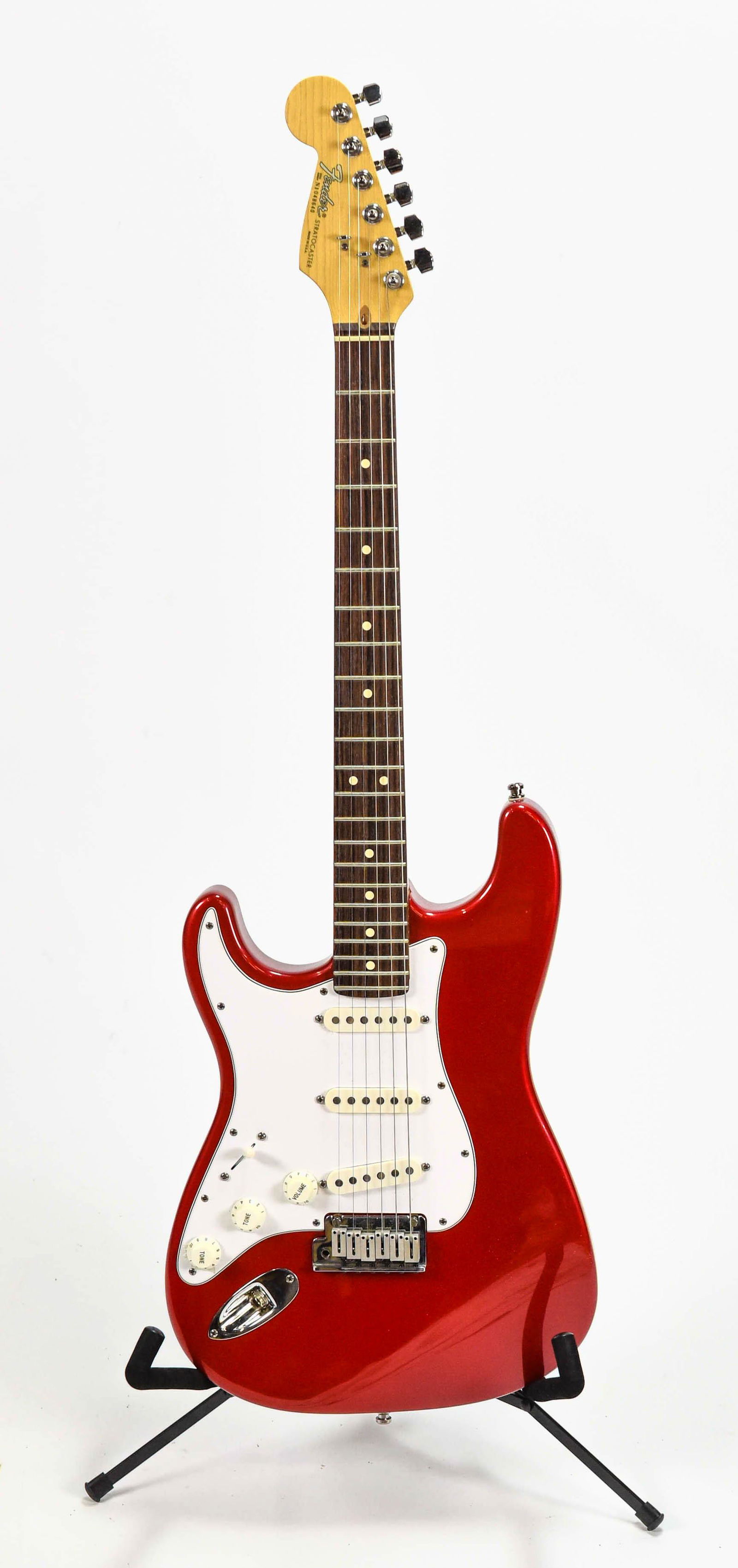 Red Fender USA Stratocaster Lefty Guitar w/HC (1 of 8)