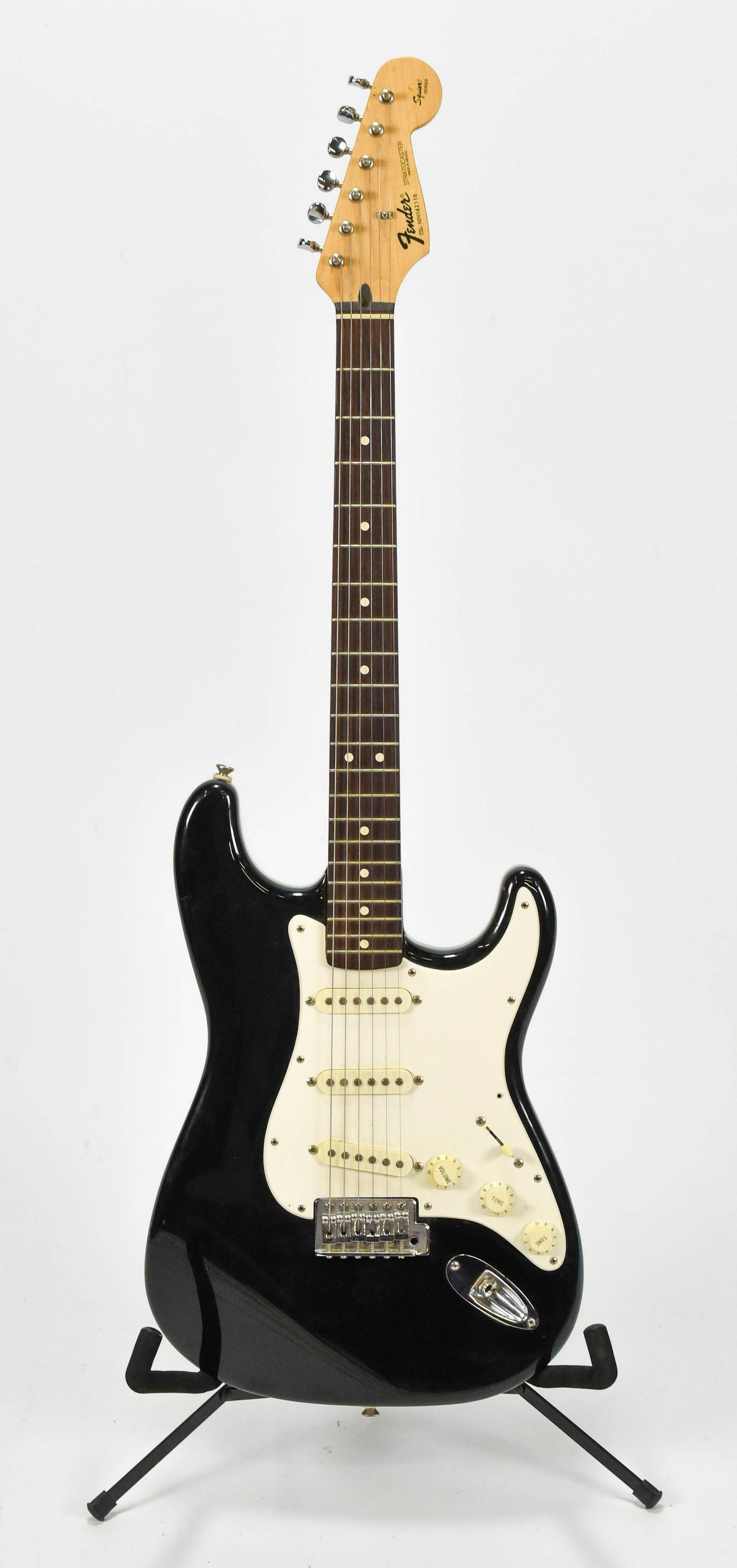 Black Fender Stratocaster Squire Electric Guitar w/HC (1 of 6)