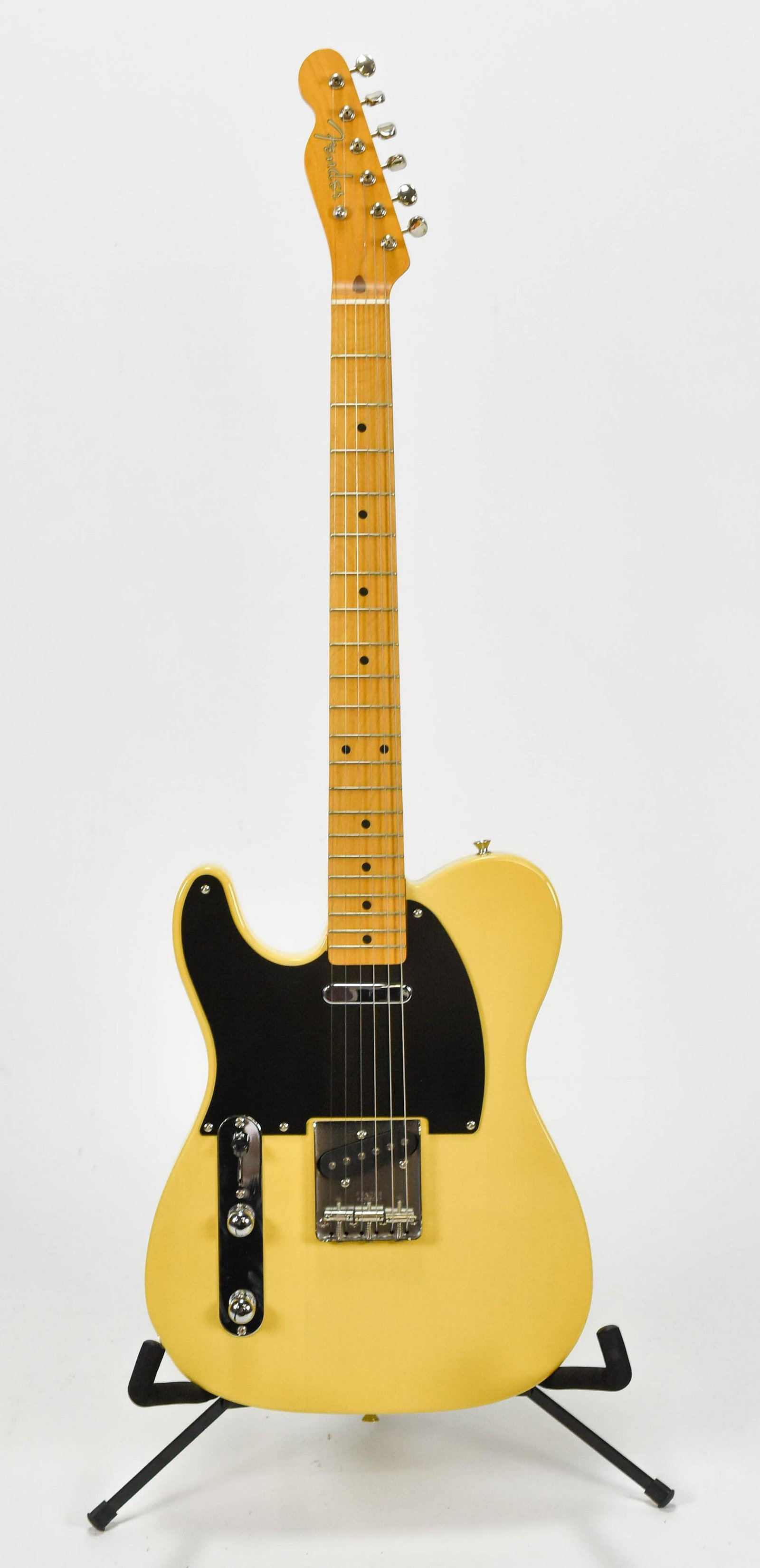Cream Yellow Fender Telecaster Lefty Electric Guitar: Serial #: U011428. Japan. Gig bag.