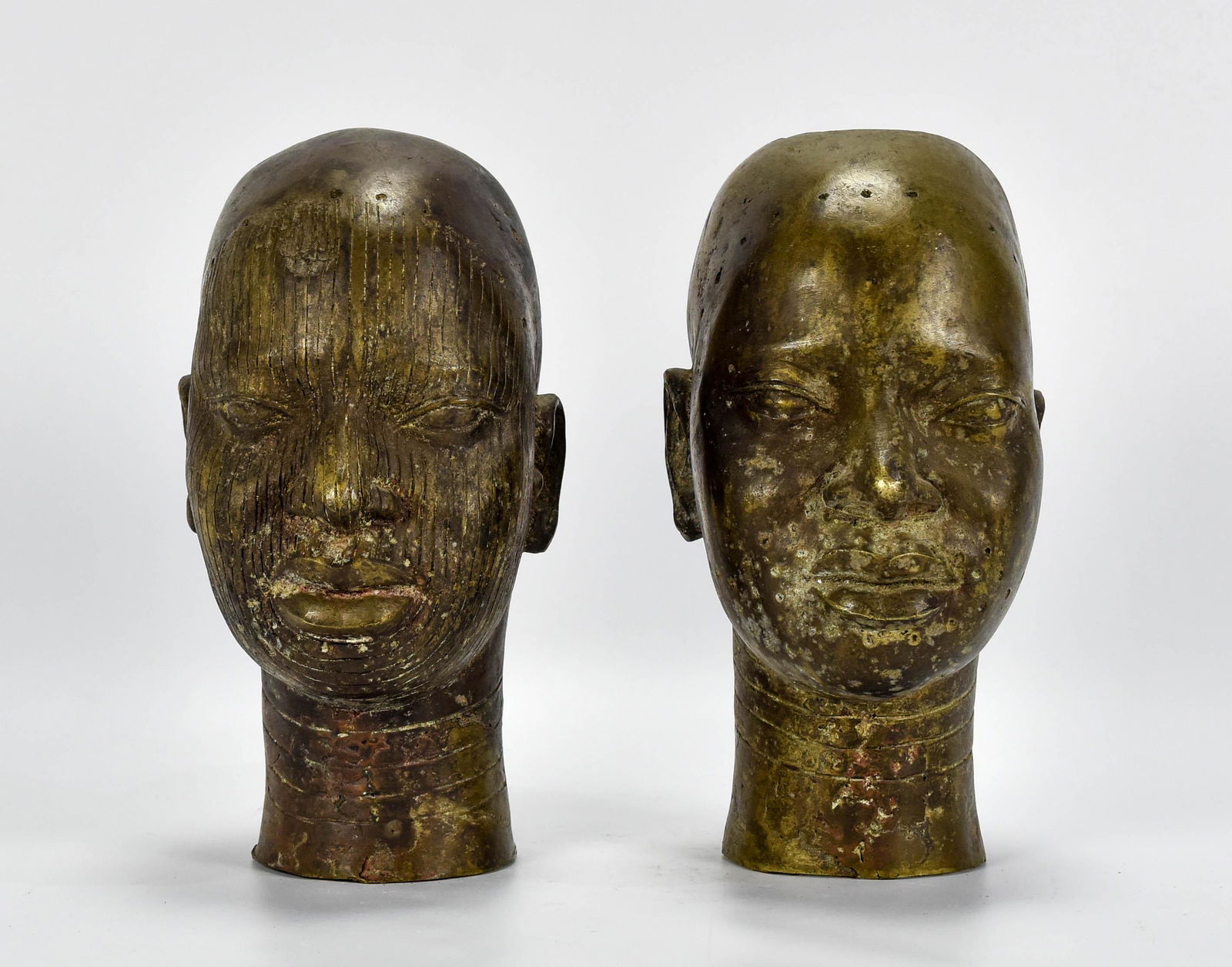 Antique Ife Bronze Head Pair African Art (1 of 15)