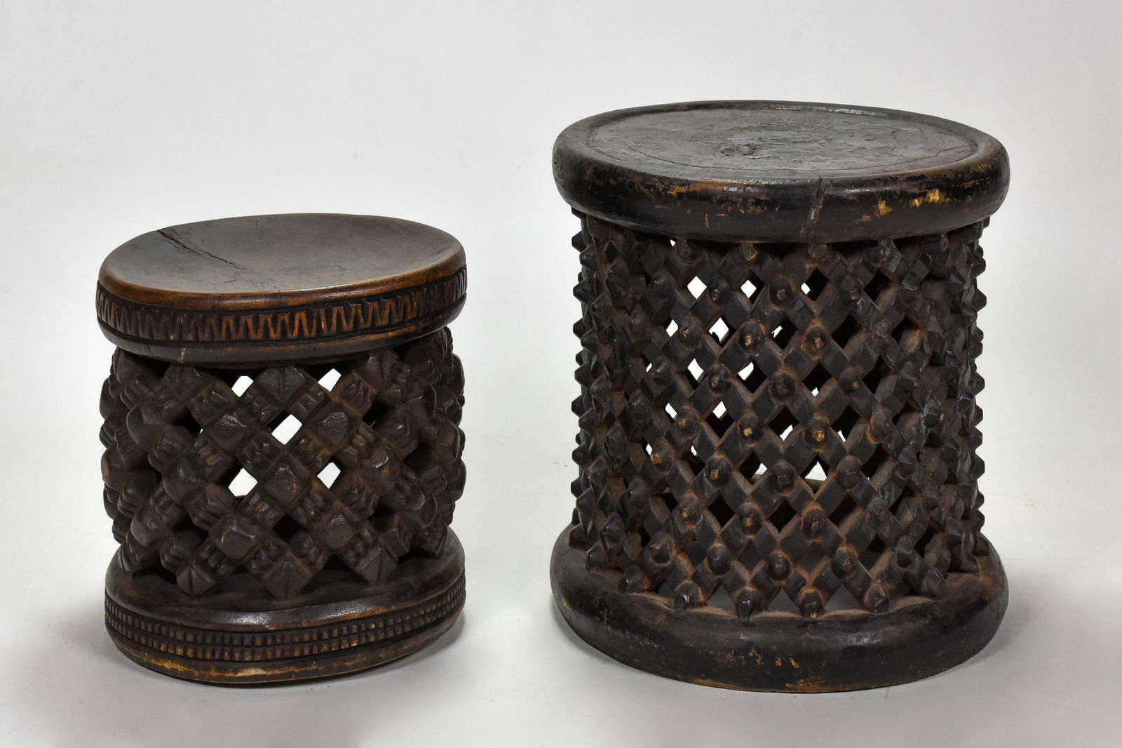 Two Old African Carved Wood Bamileke Stools Camaroon (1 of 6)