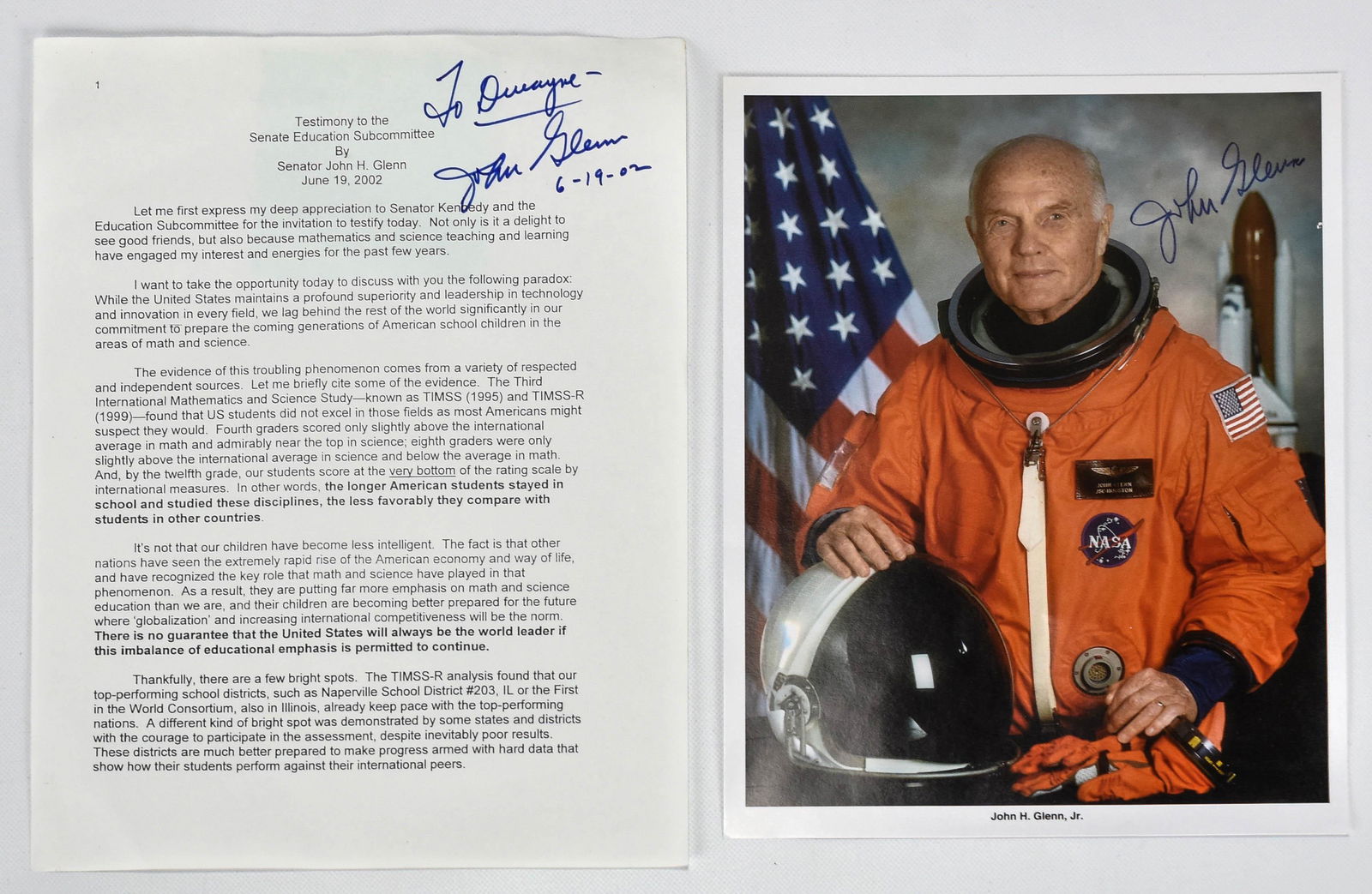 Col John Glenn Autographed Photo & Signed Paper (1 of 6)