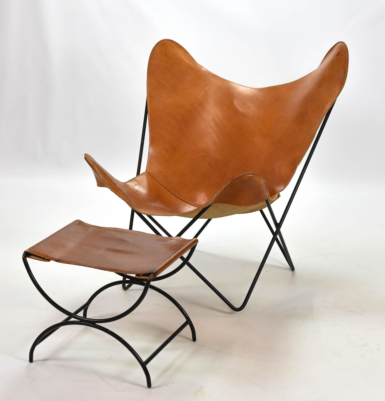 Vintage MCM Butterfly Leather Chair and Ottoman (1 of 4)