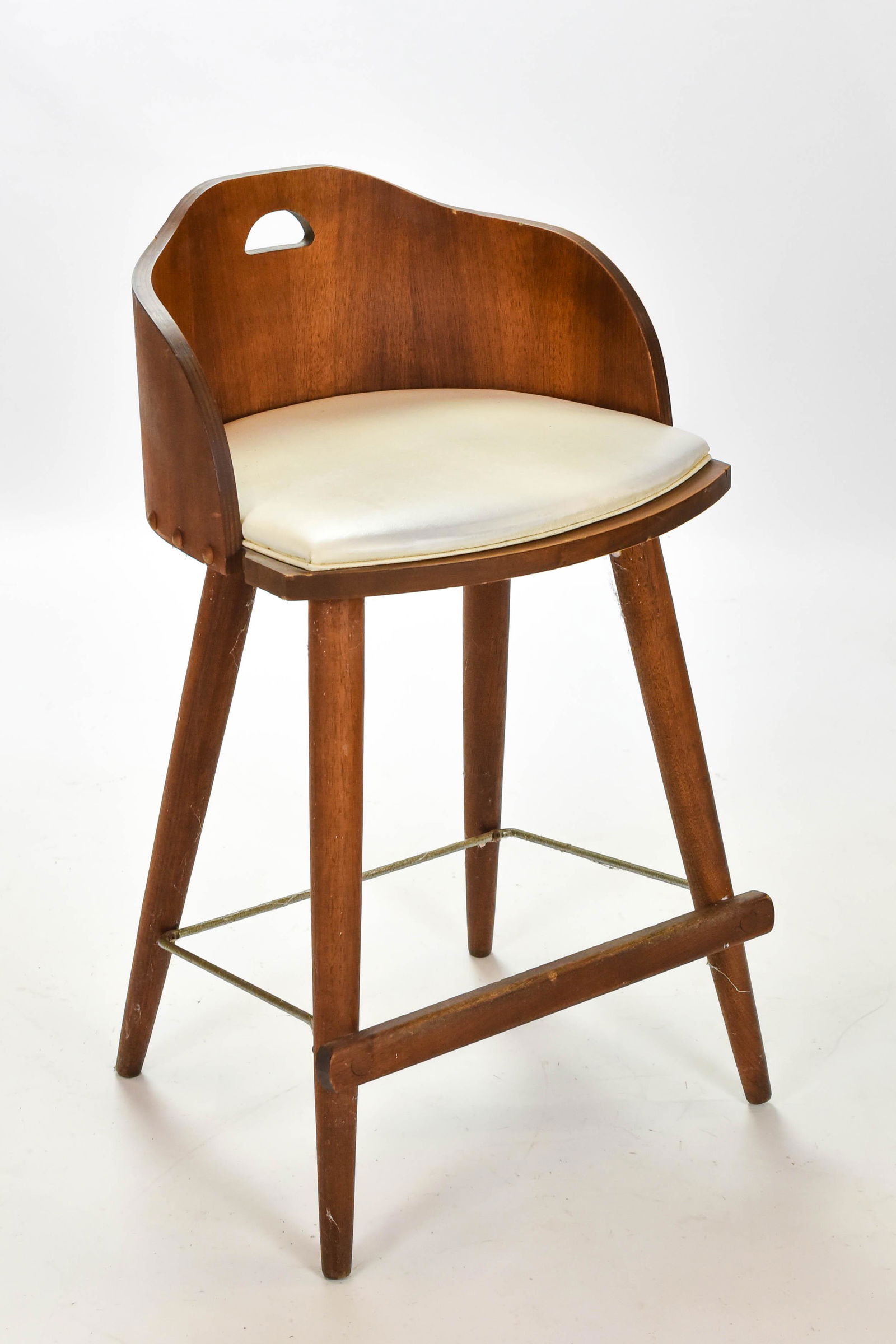 MCM Bent Walnut Plywood Counter Stool Chair (1 of 5)