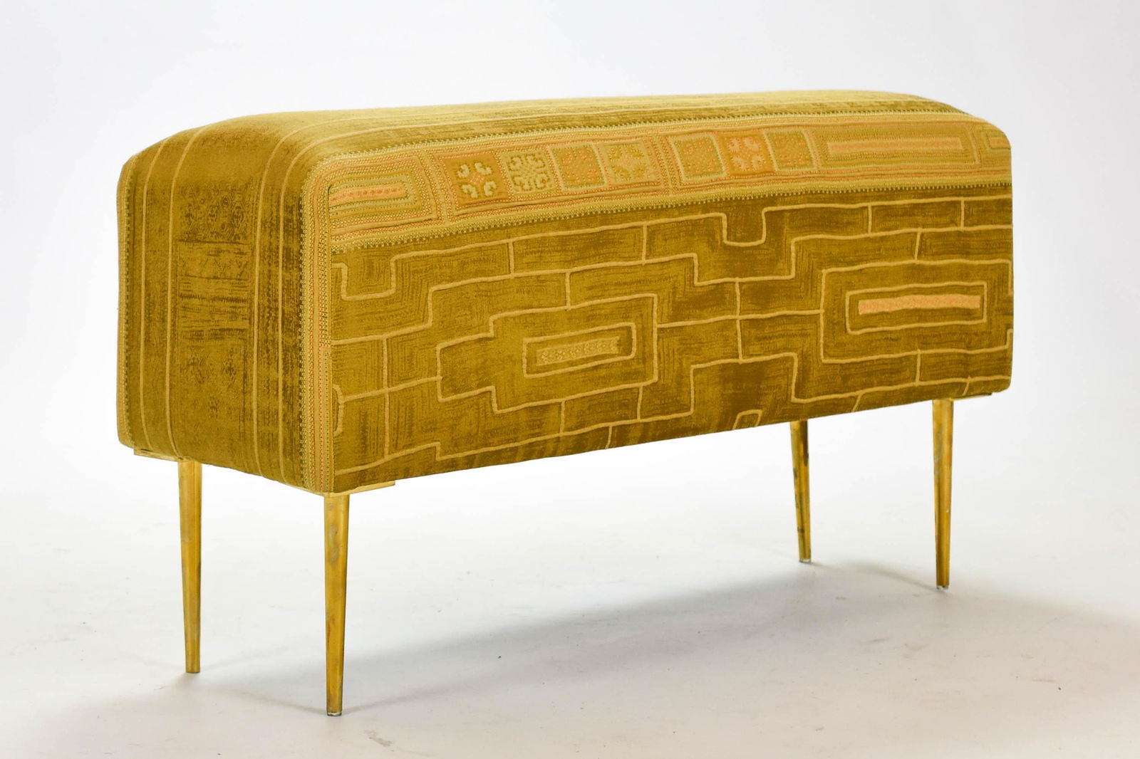 MCM Upholstered Window Seat Stool Tall Ottoman 1970s (1 of 6)