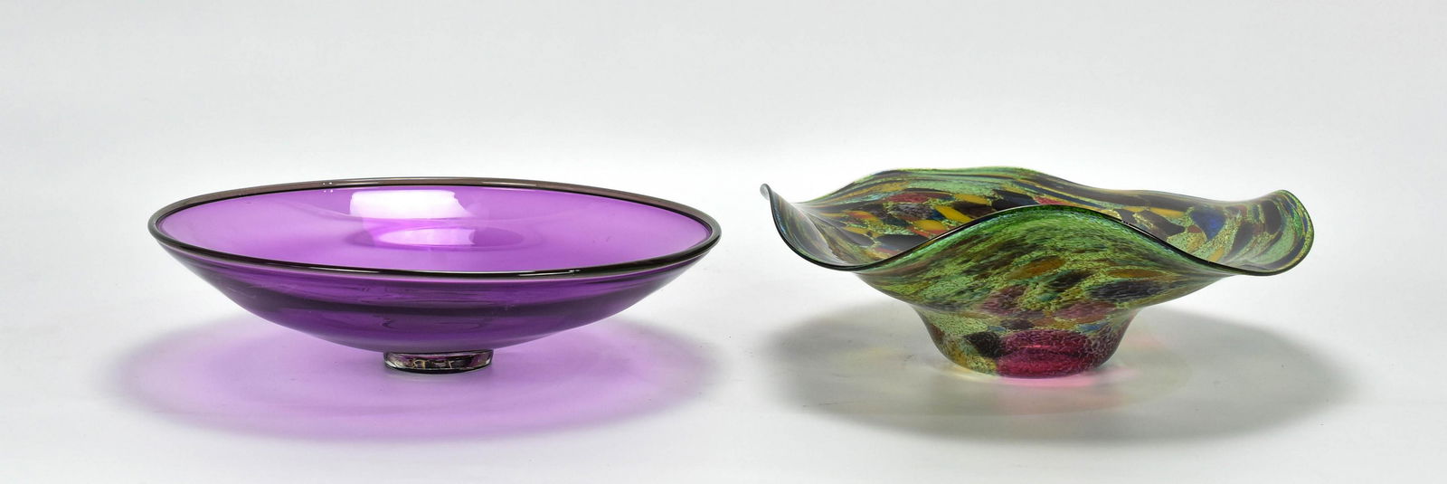 Two Large Modern Signed Studio Art Glass Bowls (1 of 13)
