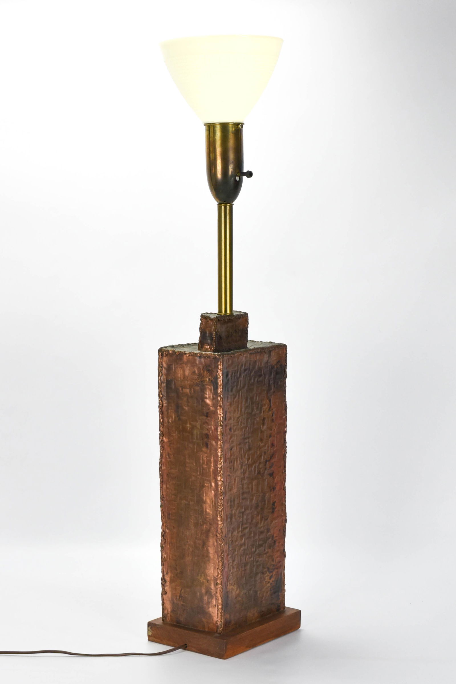 Tall MCM Brutalist Hand Hammered Copper Table Lamp (1 of 8)