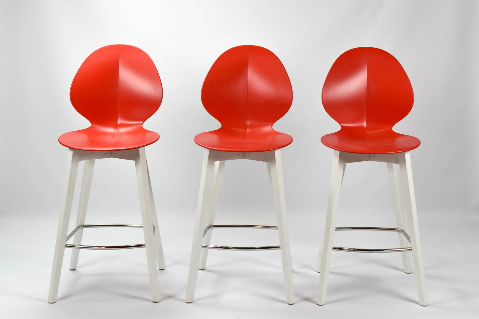 Set of 3 Red Basil Bar Stools for Calligaris Italy (1 of 6)