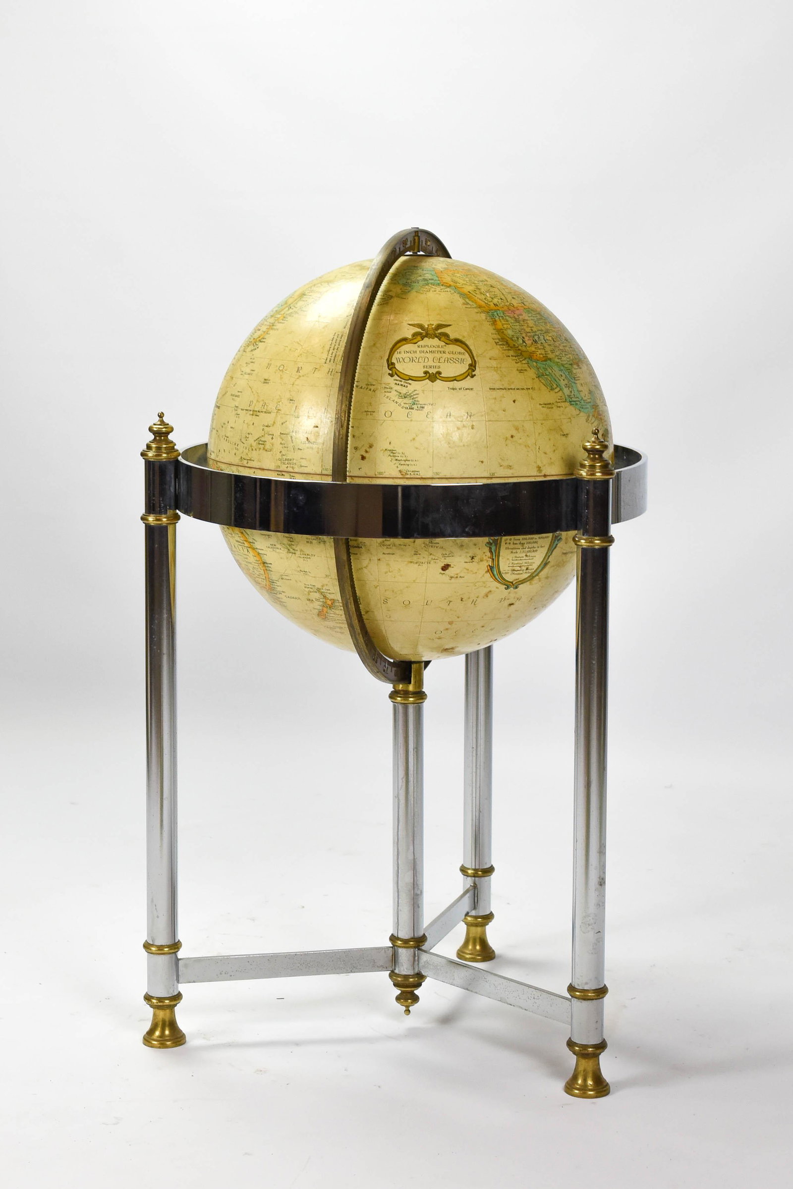 MCM Chrome 16" World Classic Replogle Floor Globe (1 of 6)