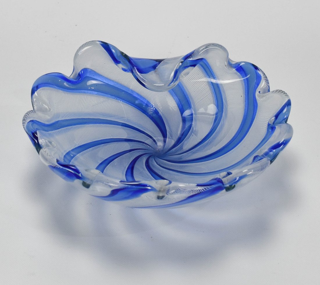 1960s Italian Murano Latticino Art Glass Ashtray (1 of 9)