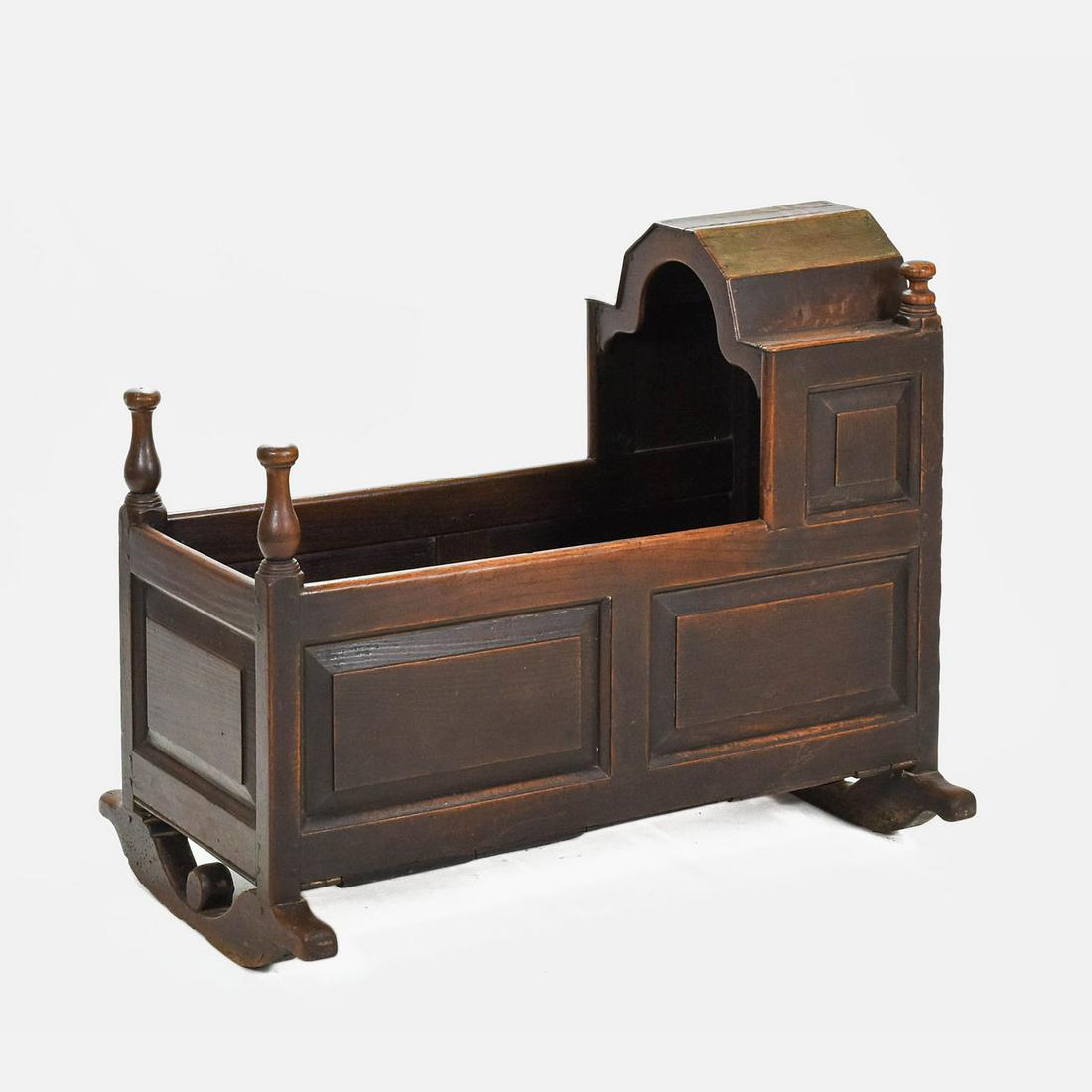 Antique 18thC English Fumed Oak Childs Cradle 1759 (1 of 8)