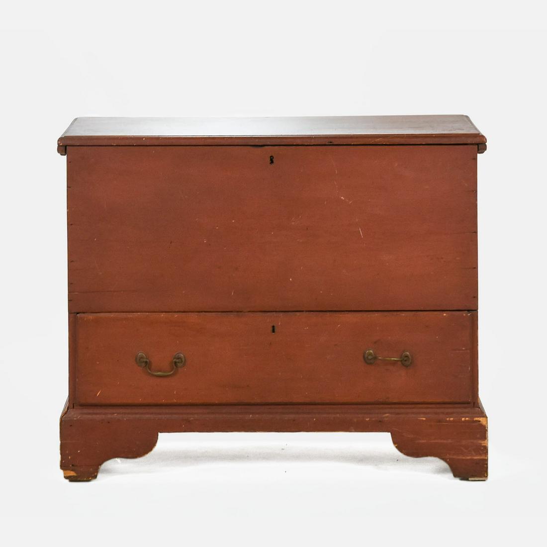 Antique Red Paint Six-Board Blanket Chest w/Drawer (1 of 5)