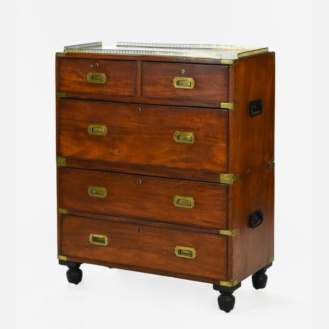 Antique 19thC Two-Section Four-Drawer Campaign Chest (1 of 13)