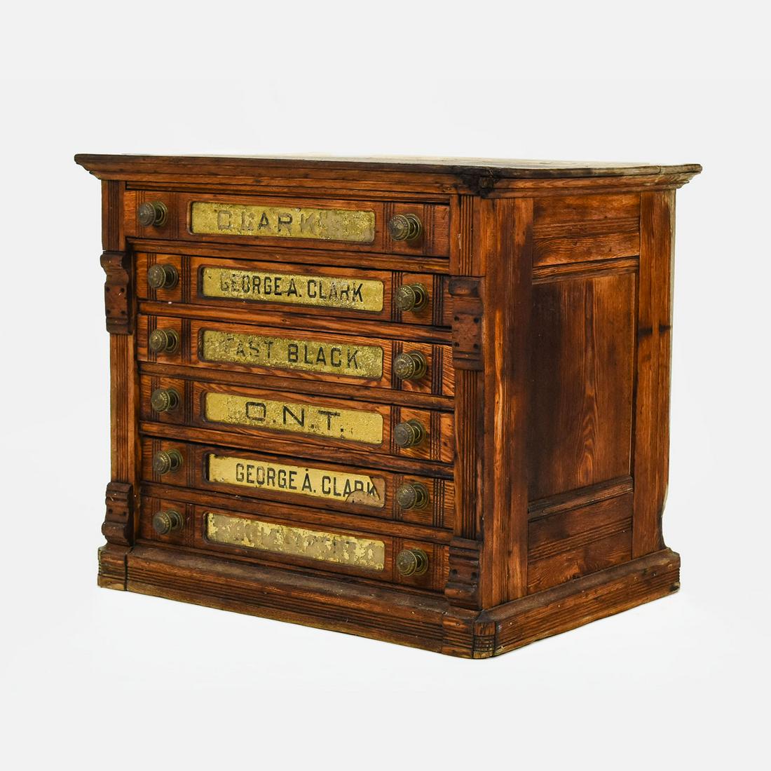 Antique Clark's Six-Drawer O.N.T. Spool Cabinet (1 of 8)