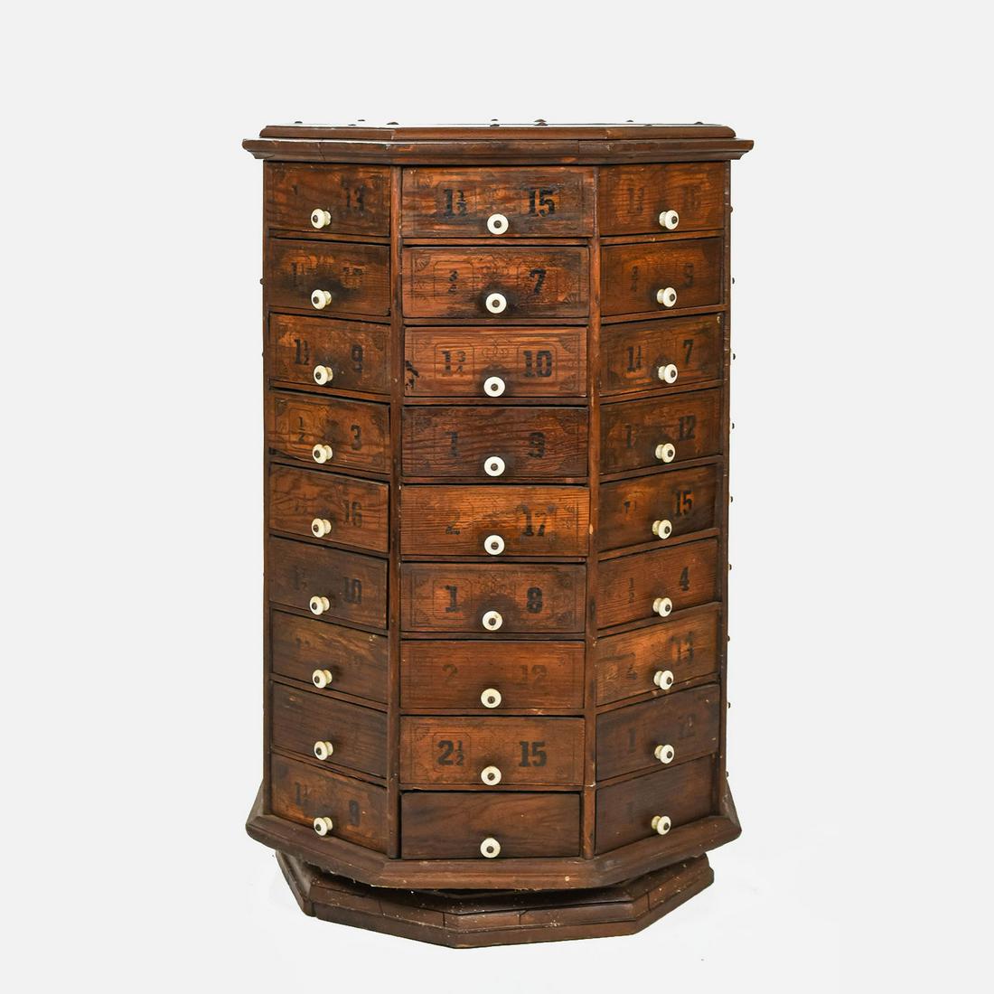 72 Drawer Octagonal Hardware Store Revolving Cabinet (1 of 8)