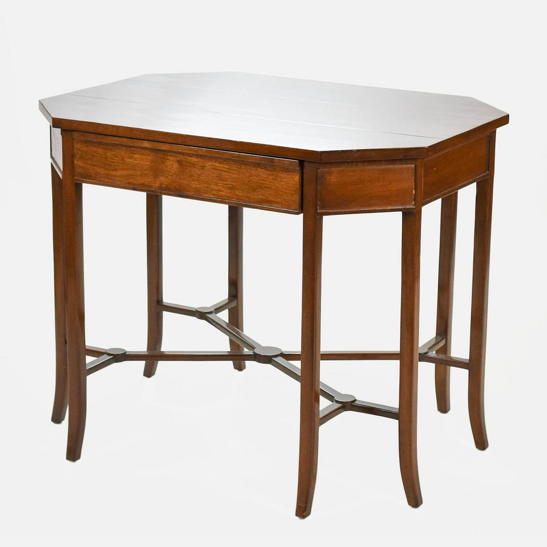 Dessin Fournir Walnut One-Drawer Octagonal Table (1 of 9)