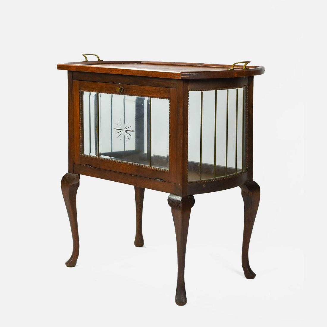 Antique Wood Glass Panel Tea Dessert Service Cabinet (1 of 15)