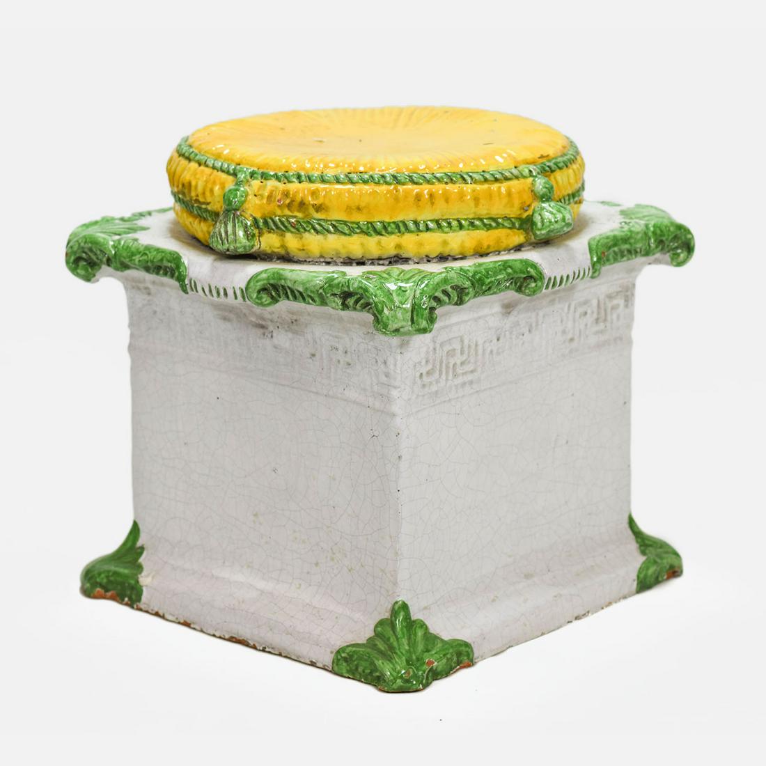 1950s Vintage Italian Glazed Terra Cotta Garden Seat (1 of 7)